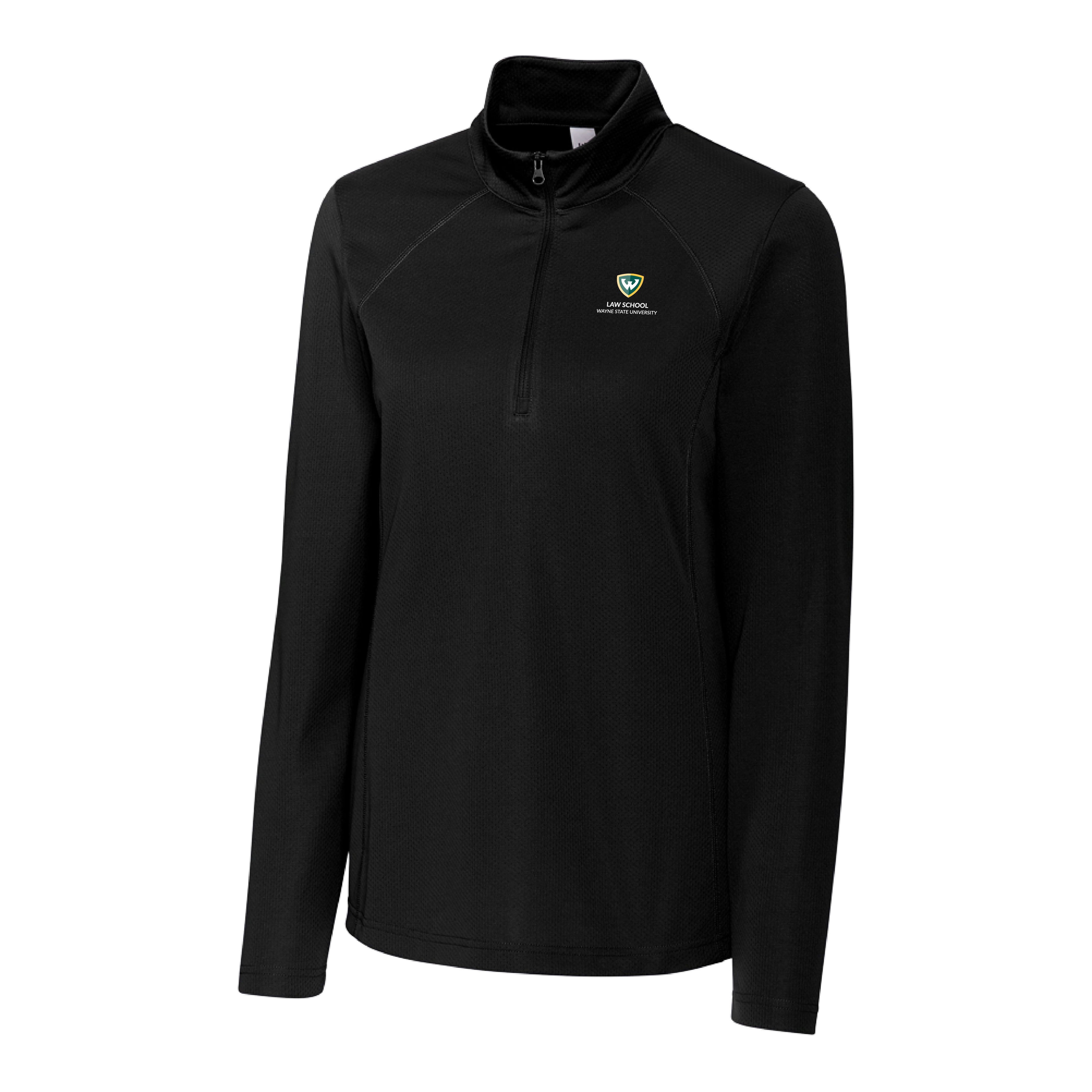 Wayne State Univ C&B Womens Black Clique Ice Pique Half Zip WSU - Law School