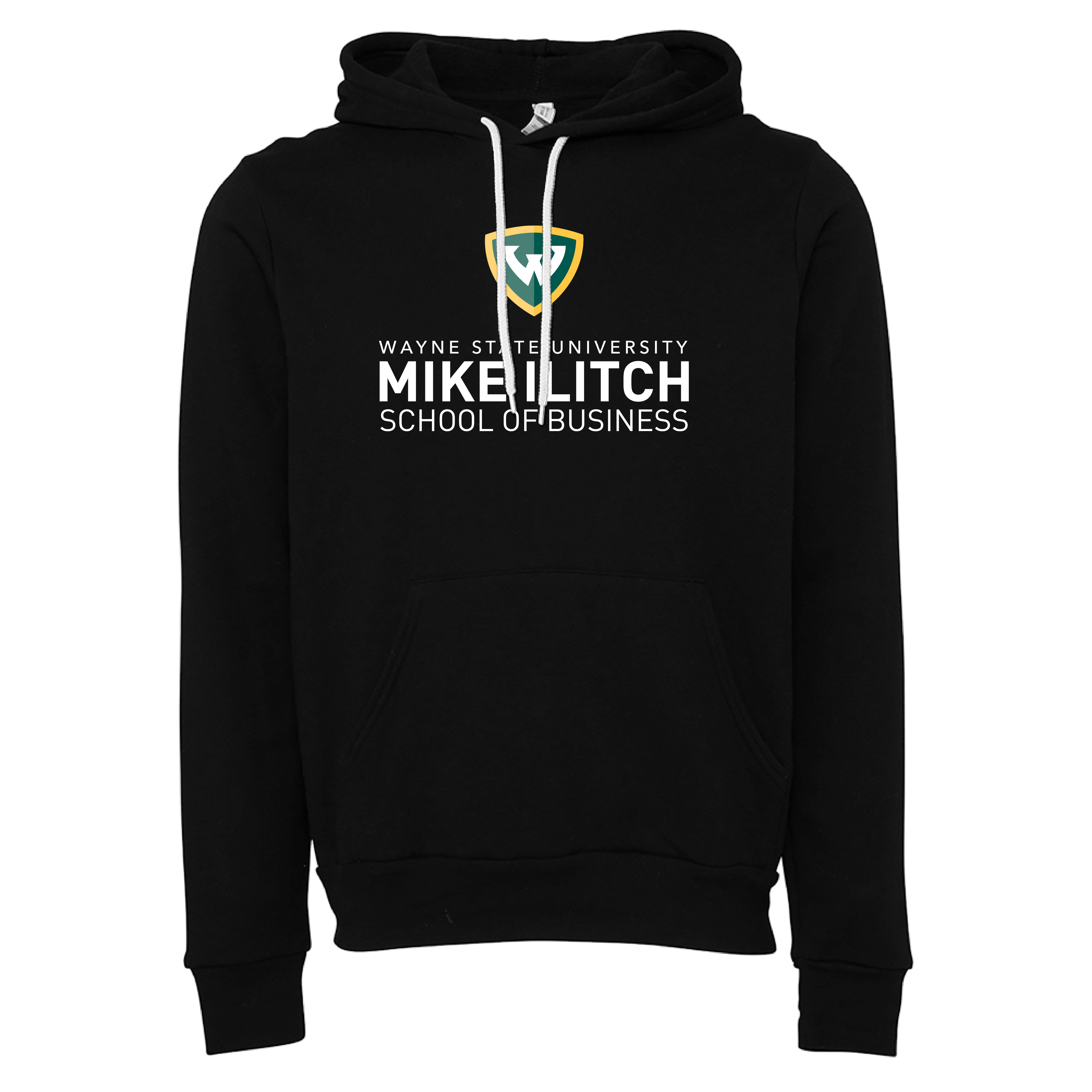 Wayne State Univ Bella + Canvas Black Fleece Hood WSU - School of Business