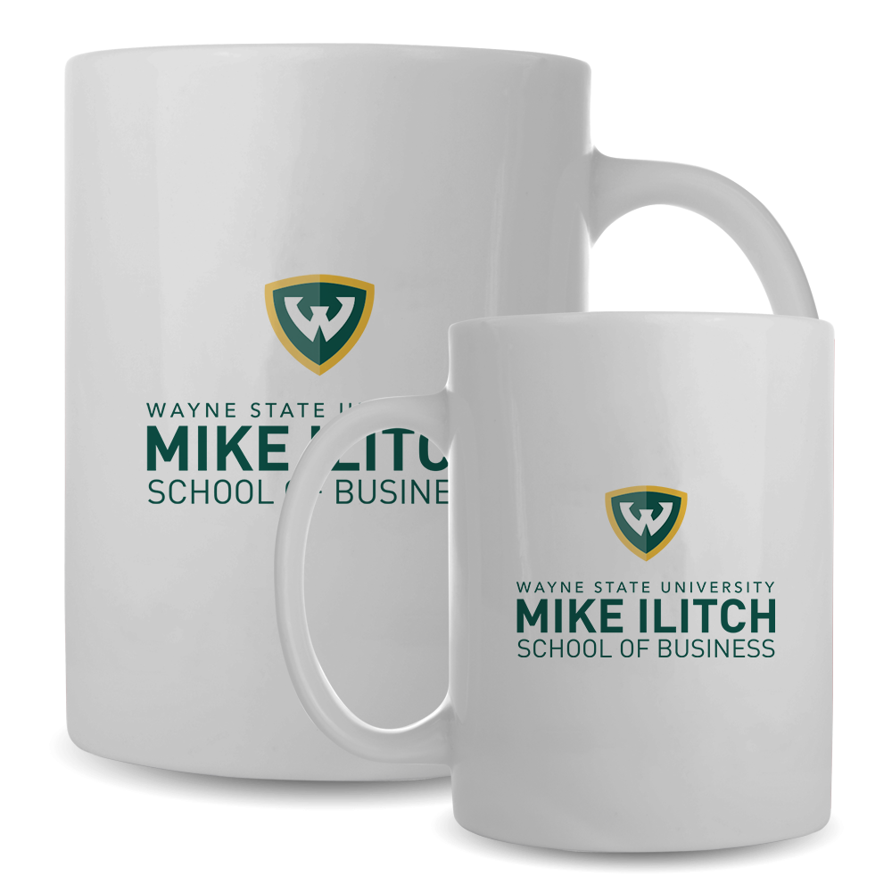 Wayne State Univ Full Color White Mug 15oz WSU - School of Business