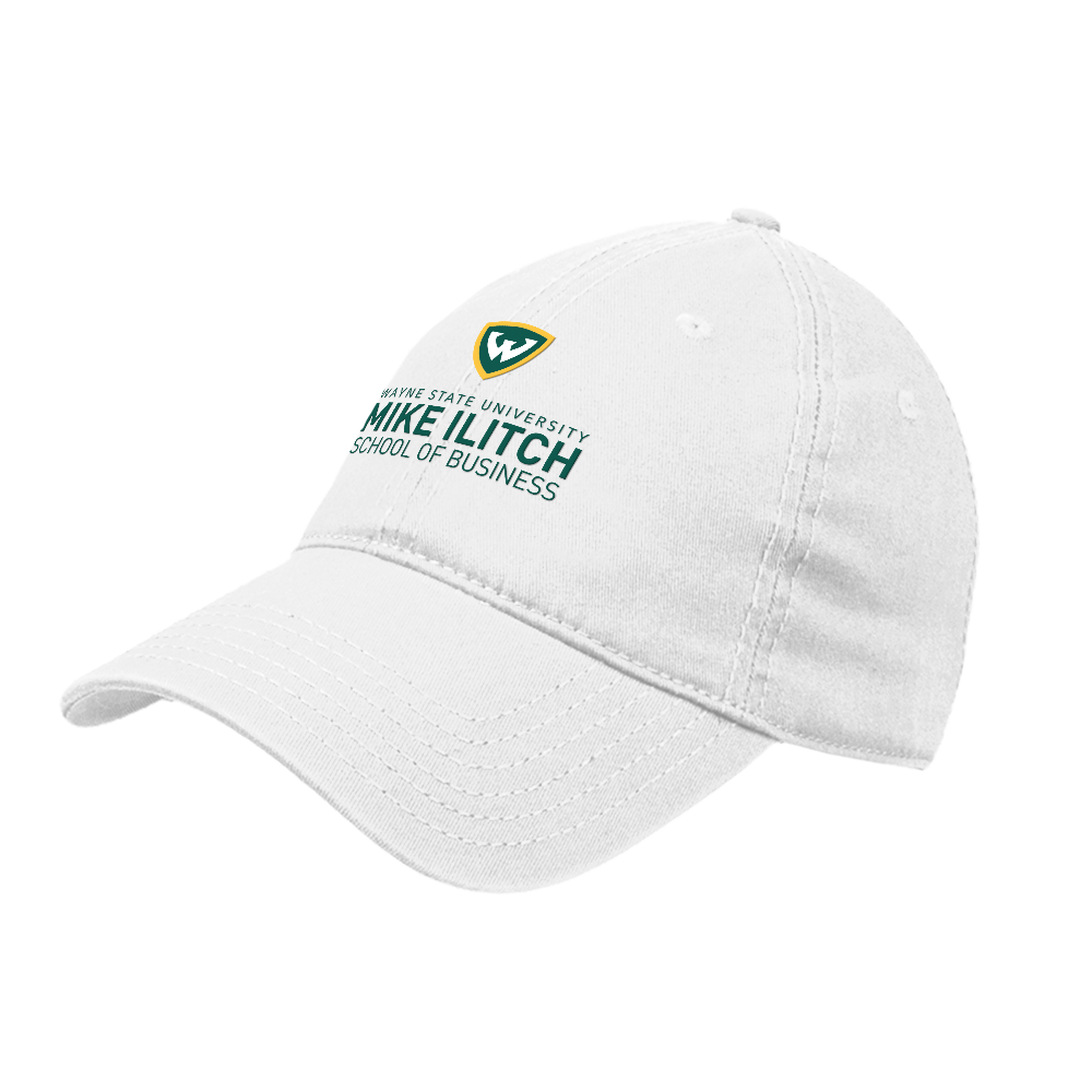 Wayne State Univ White Unstructured Adjustable Low Profile Hat WSU - School of Business