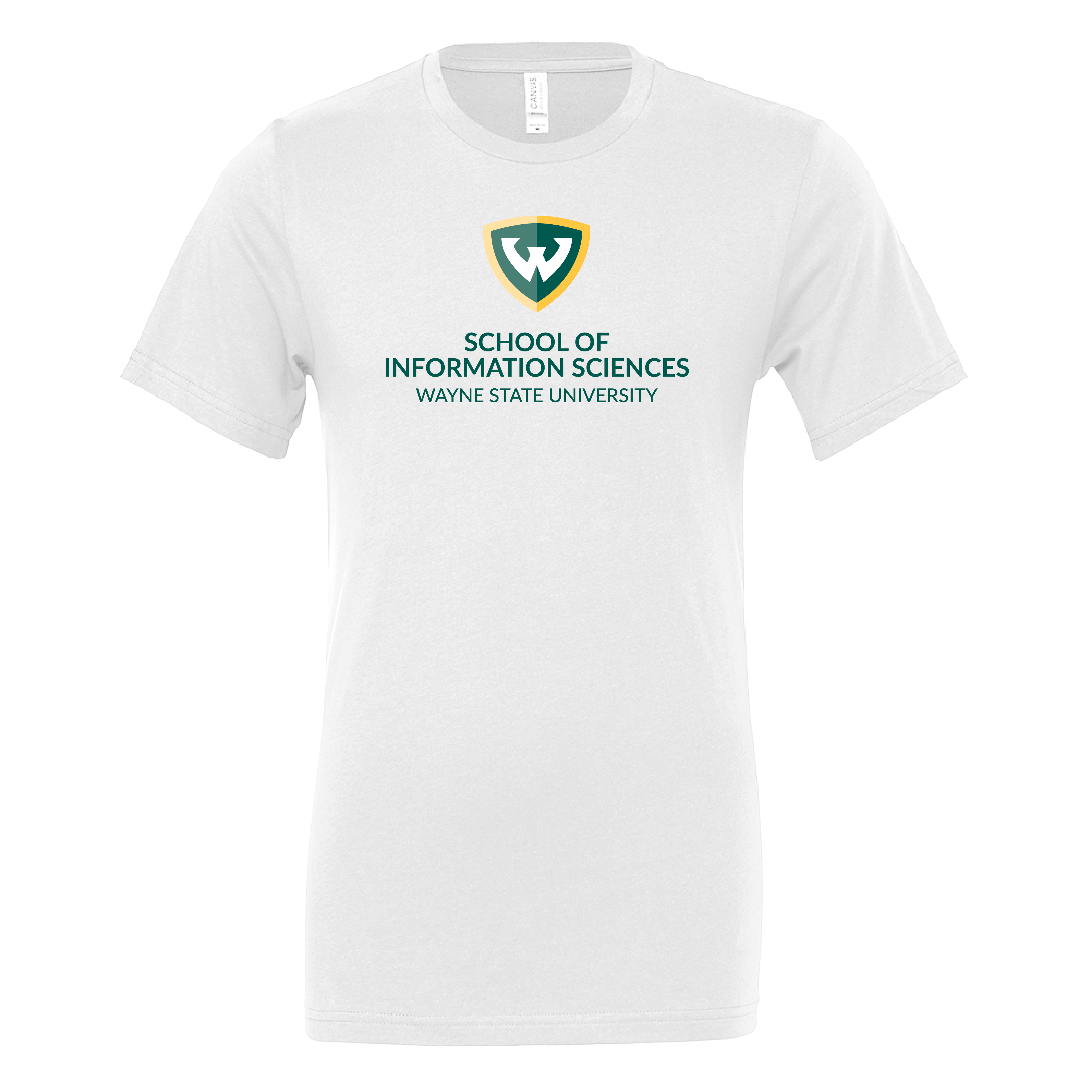 Wayne State Univ Bella + Canvas White Jersey Cotton T Shirt WSU - School of Information Sciences