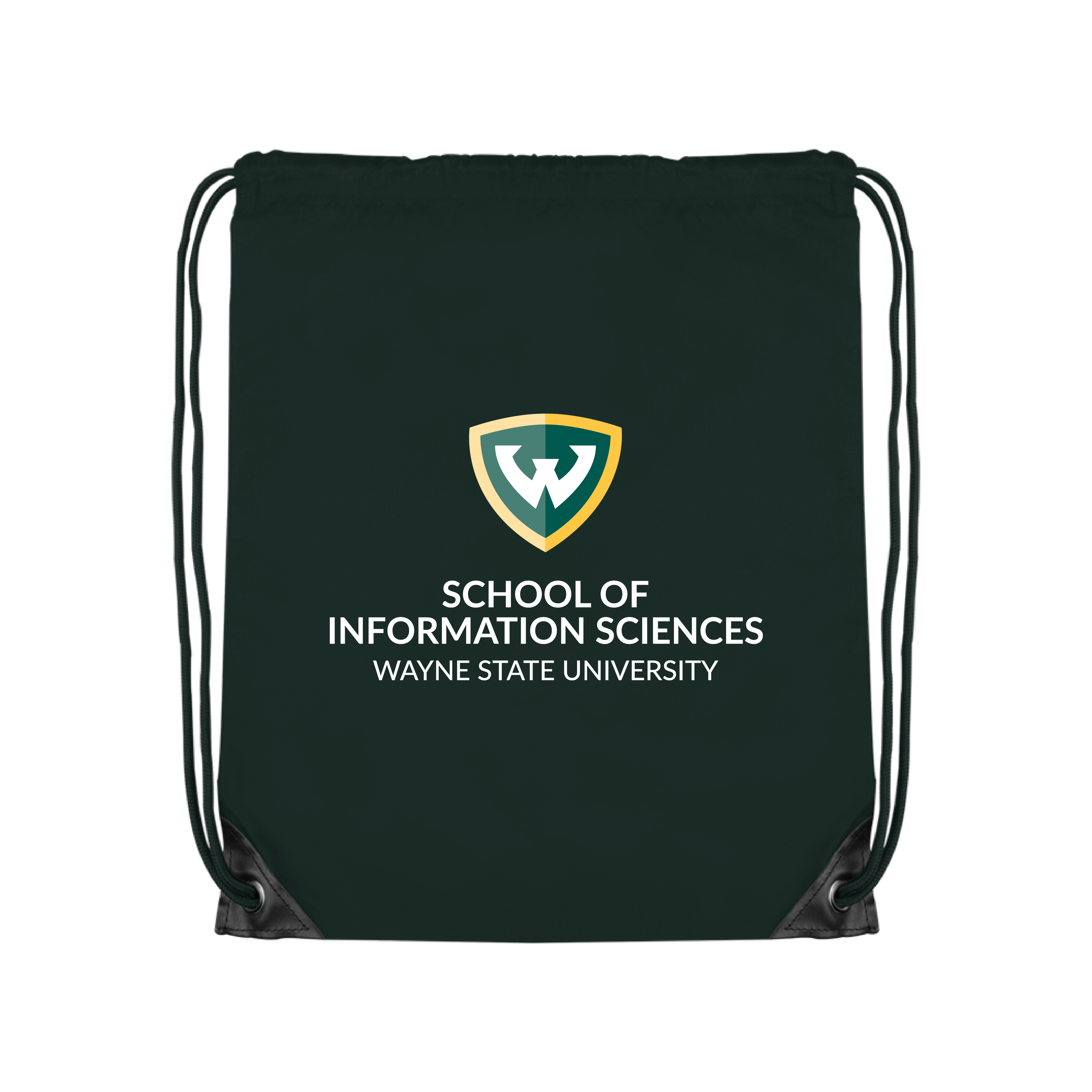 Wayne State Univ Dark Green Drawstring Backpack WSU - School of Information Sciences