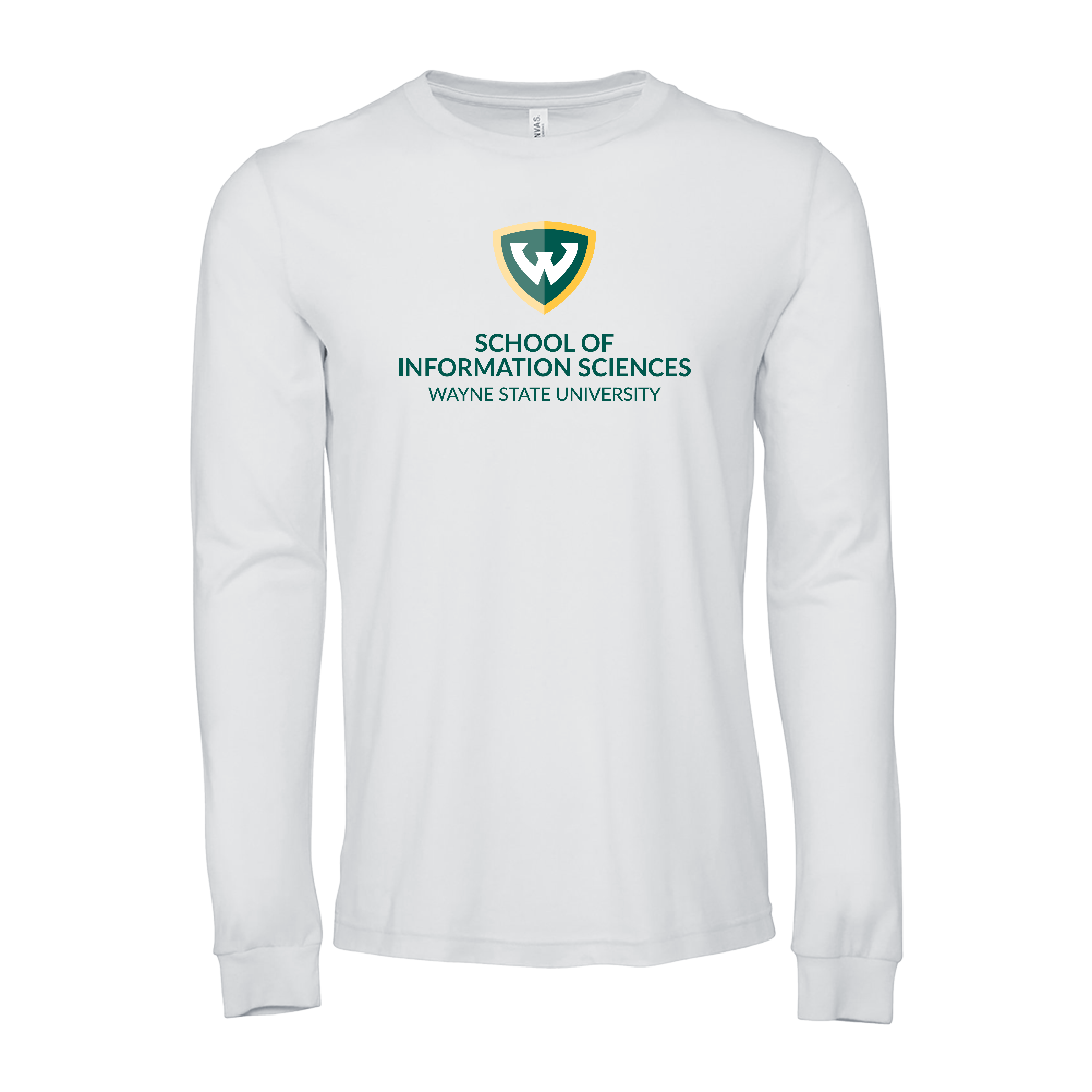 School of Information Sciences - WSU Bella + Canvas White Jersey Cotton LS Shirt