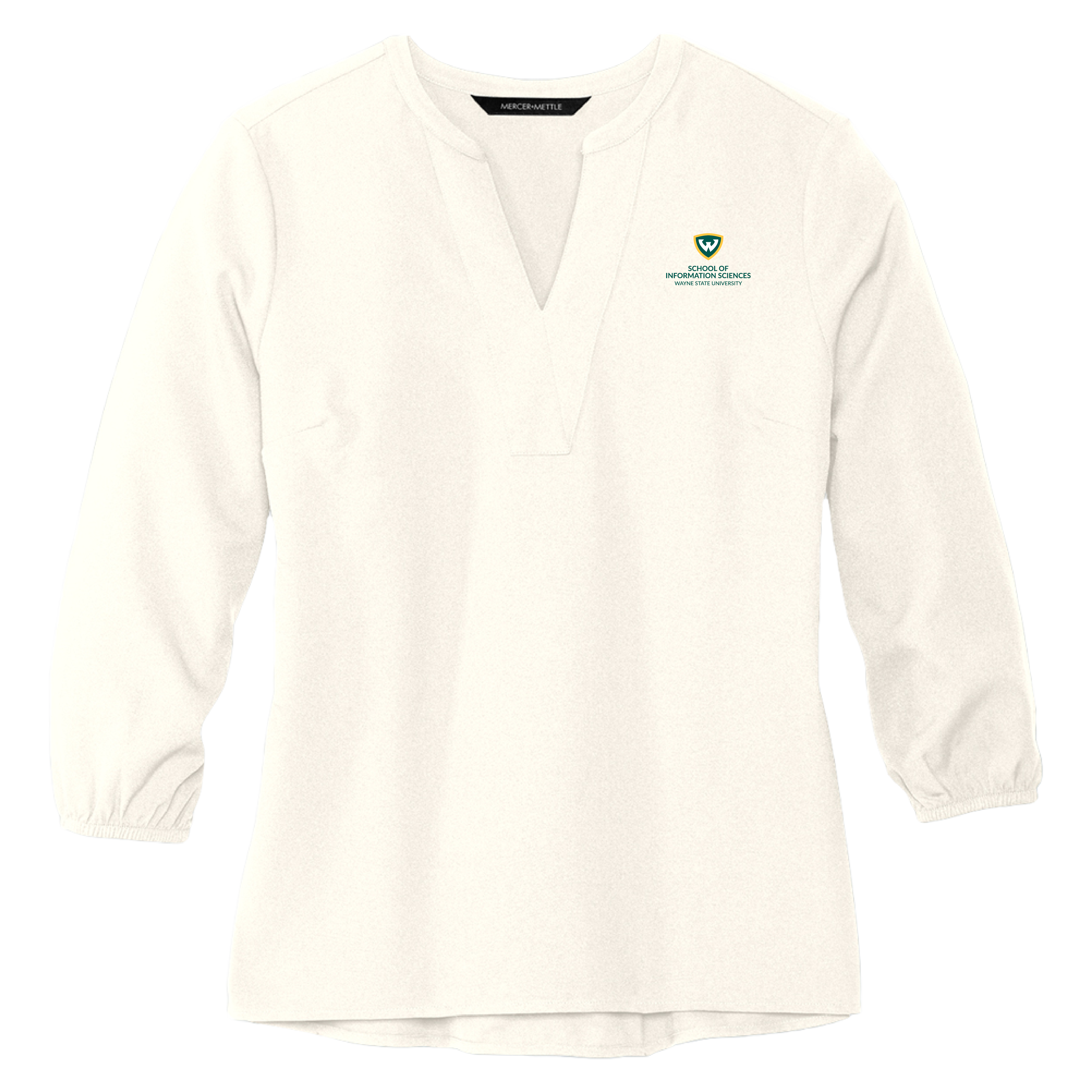School of Information Sciences - WSU Mercer + Mettle Womens 3/4 Sleeve Crepe Blouse