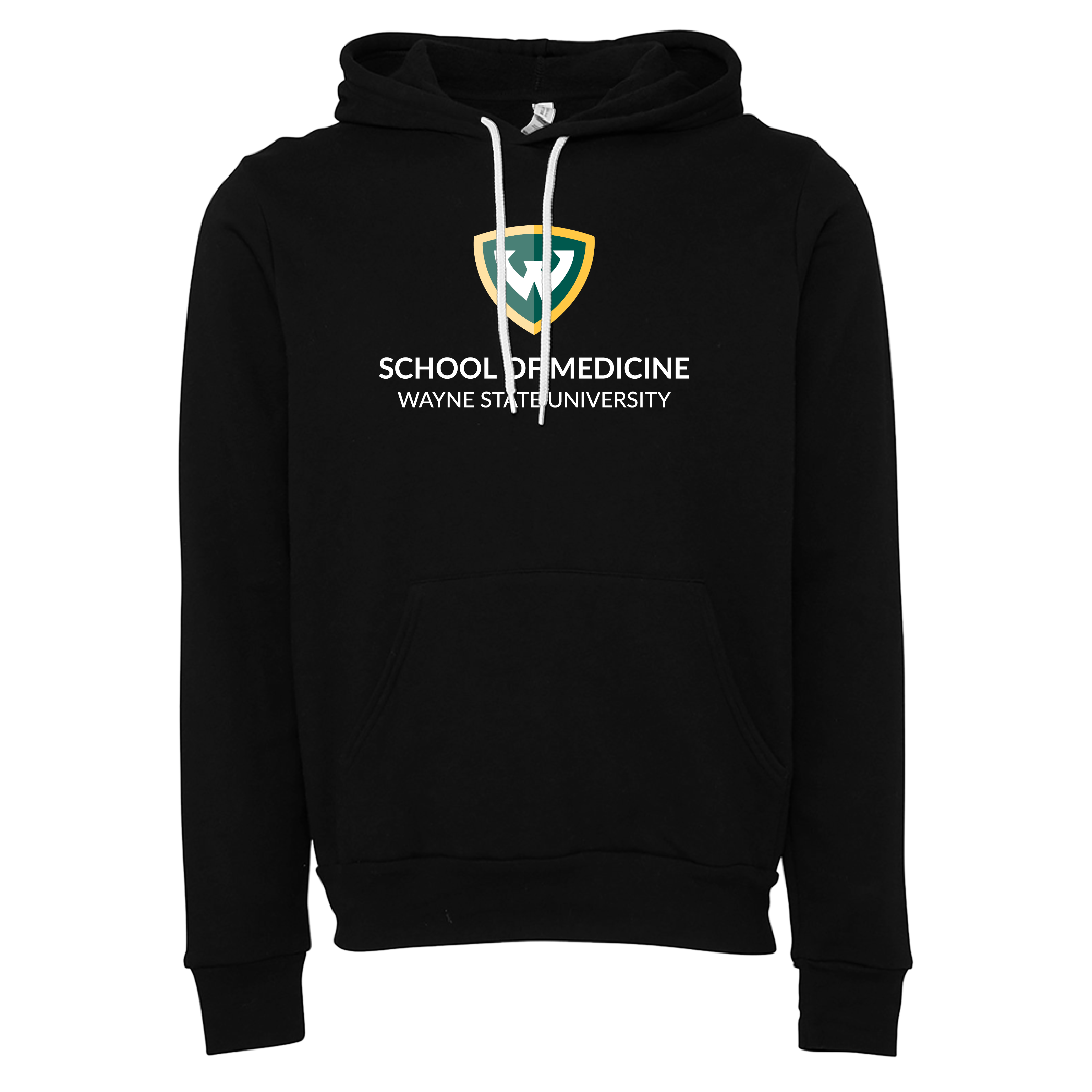 Wayne State Univ Bella + Canvas Black Fleece Hood WSU - School of Medicine