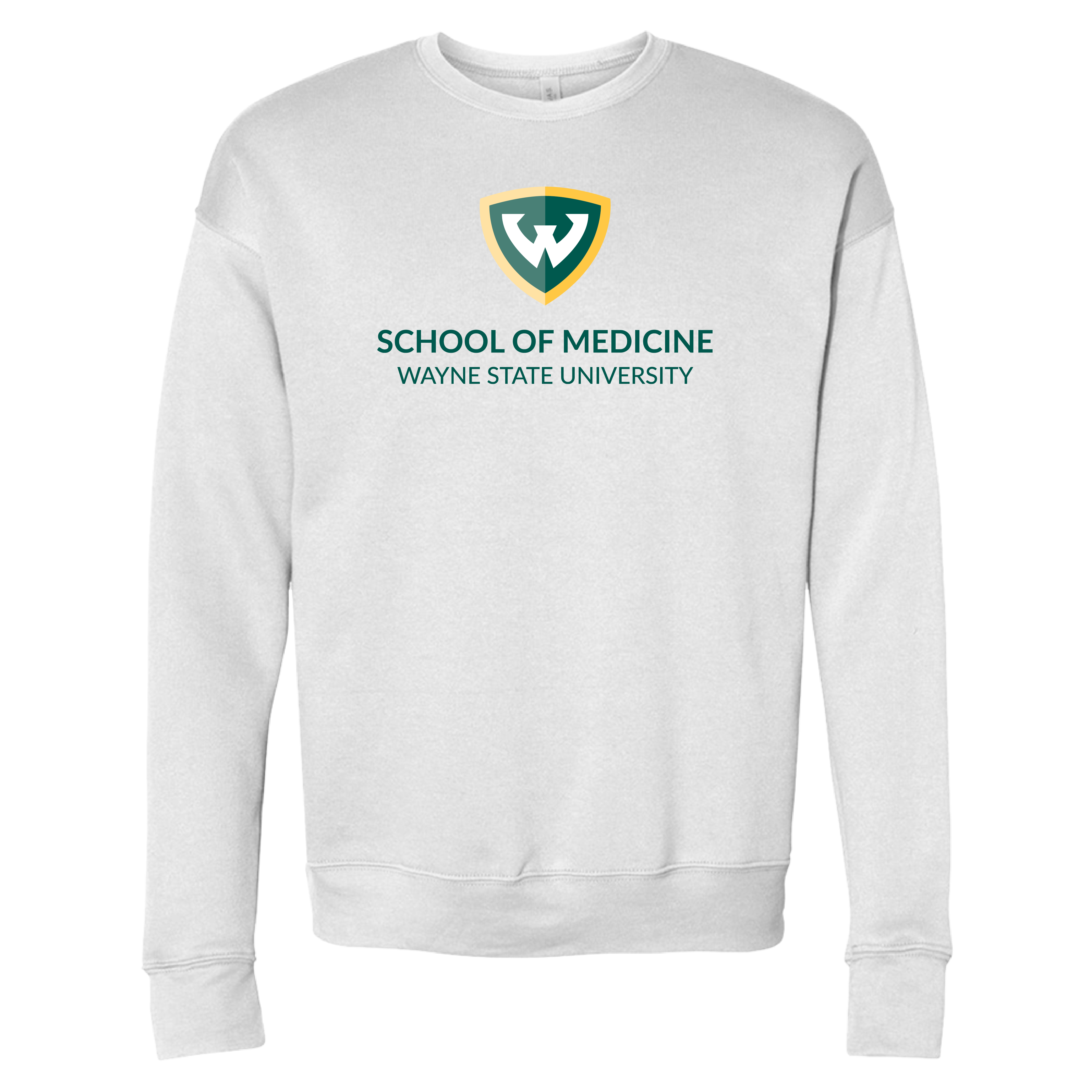 Wayne State Univ Bella + Canvas White Fleece Crew WSU - School of Medicine