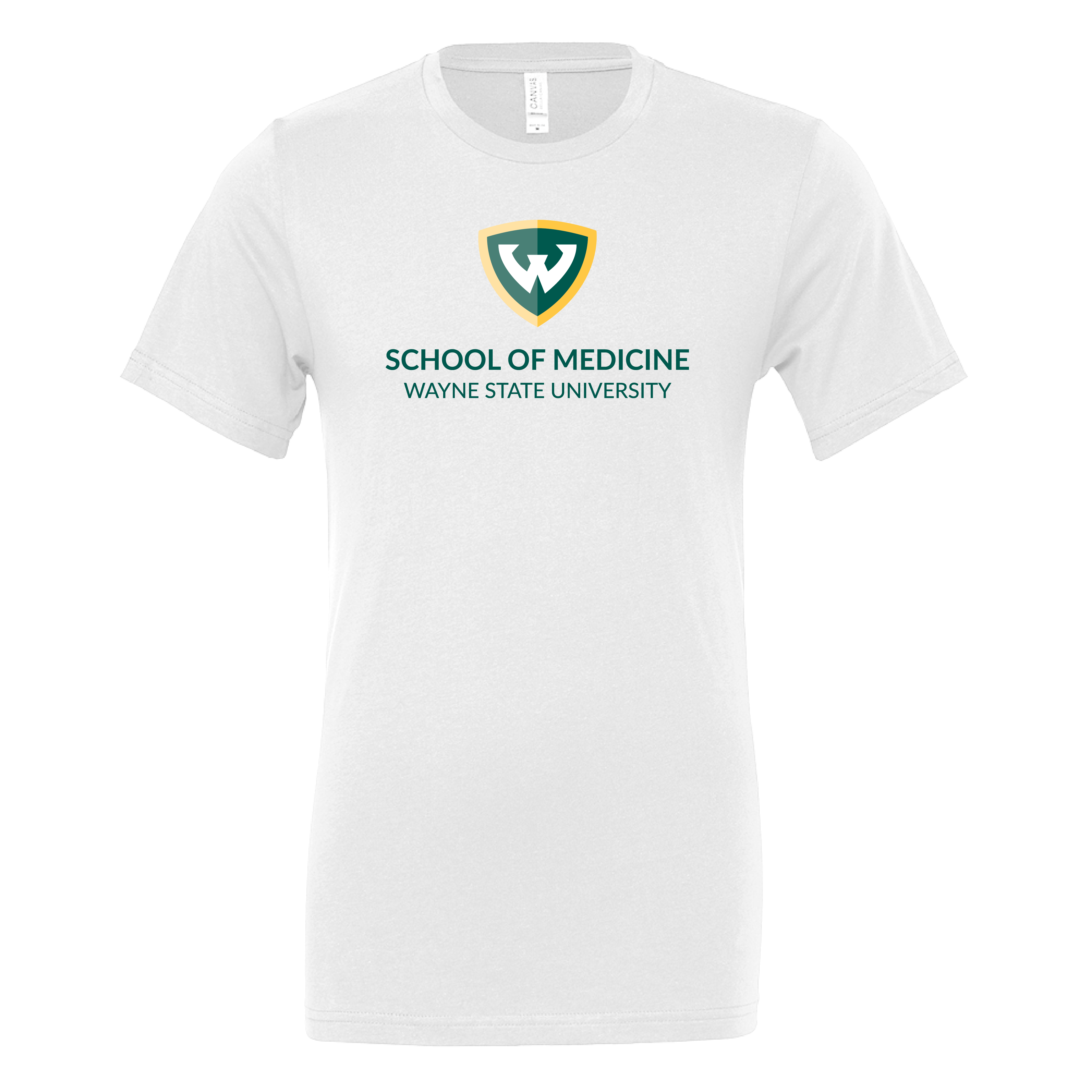 Wayne State Univ Bella + Canvas White Jersey Cotton T Shirt WSU - School of Medicine