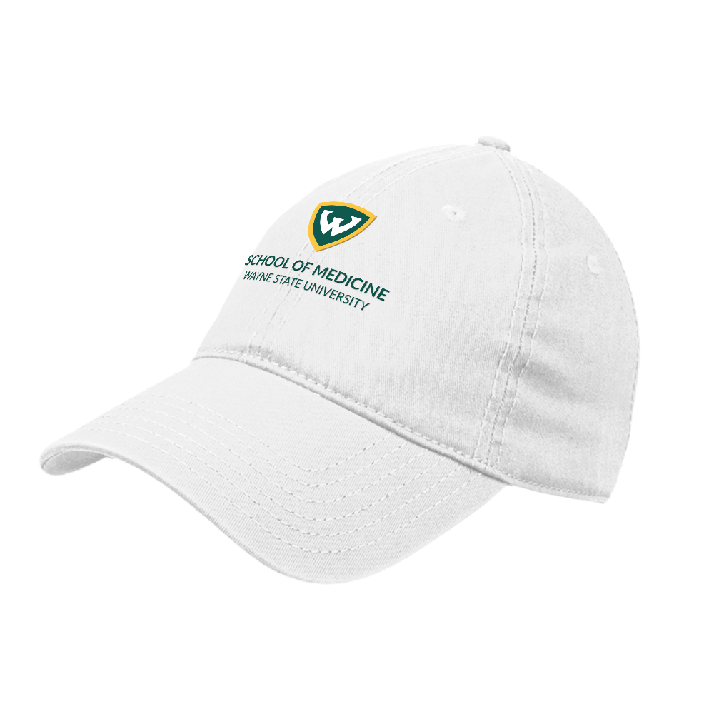 Wayne State Univ White Unstructured Adjustable Low Profile Hat WSU - School of Medicine