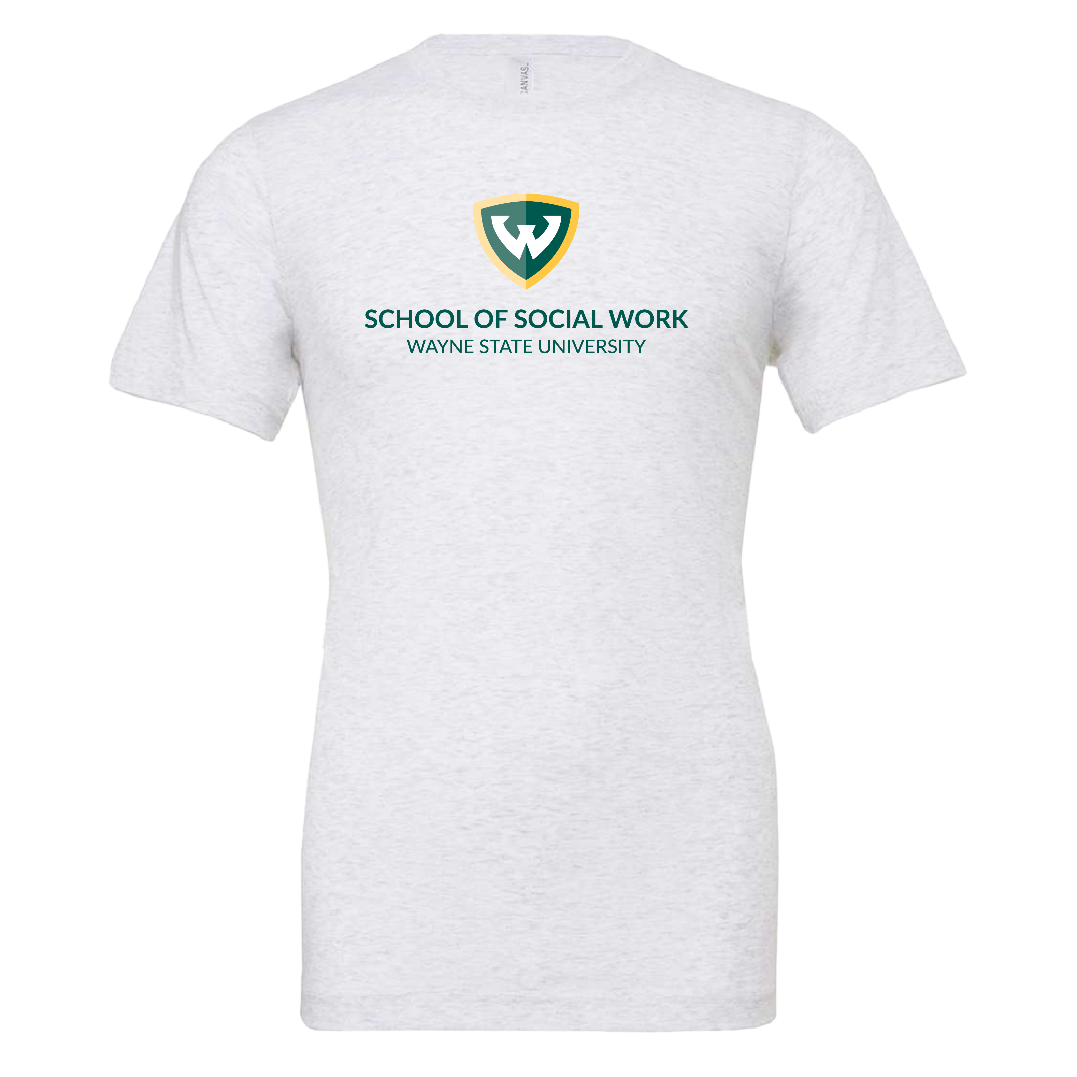 Wayne State Univ Bella + Canvas Ash Grey Jersey Cotton T Shirt WSU - School of Social Work