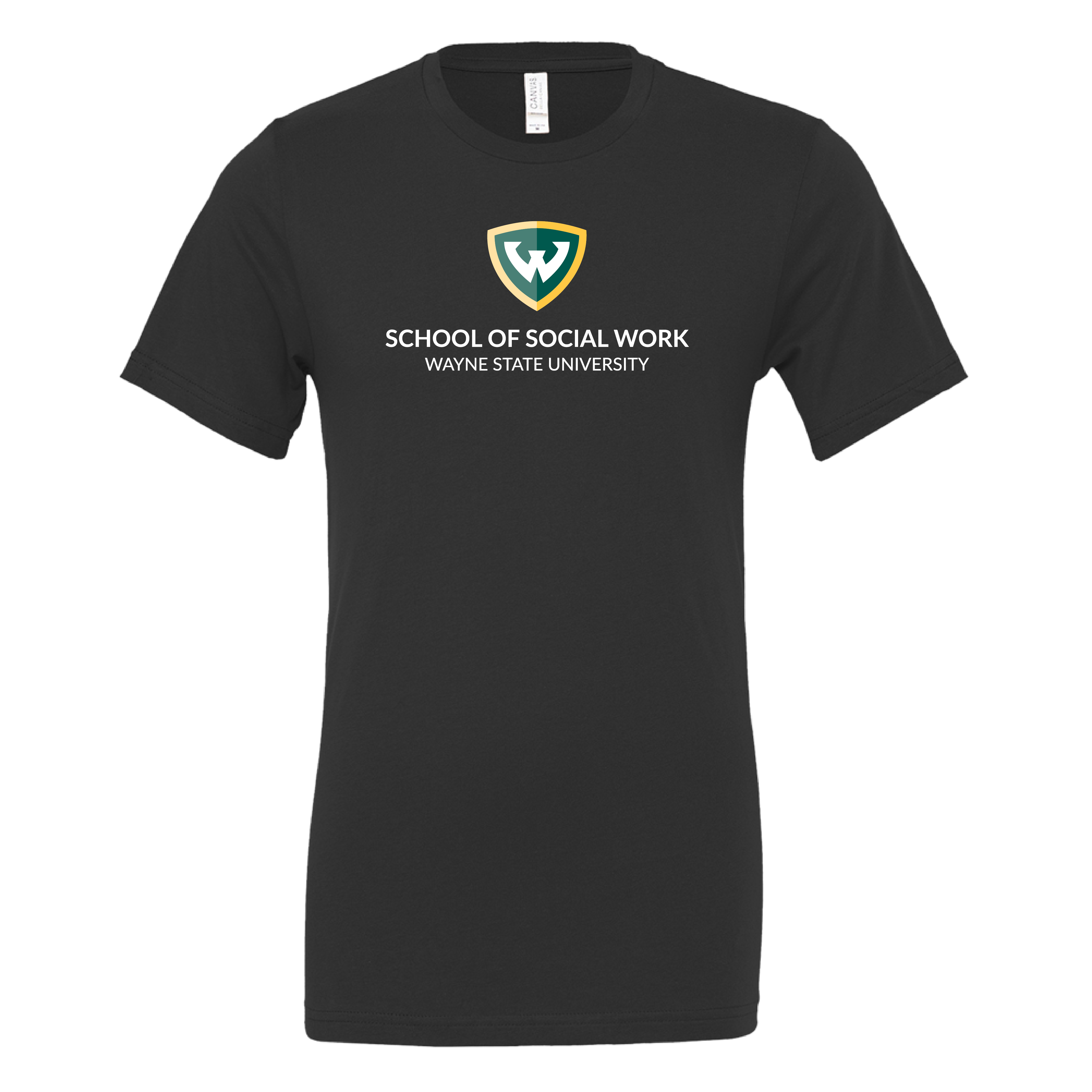 Wayne State Univ Bella + Canvas Black Jersey Cotton T Shirt WSU - School of Social Work