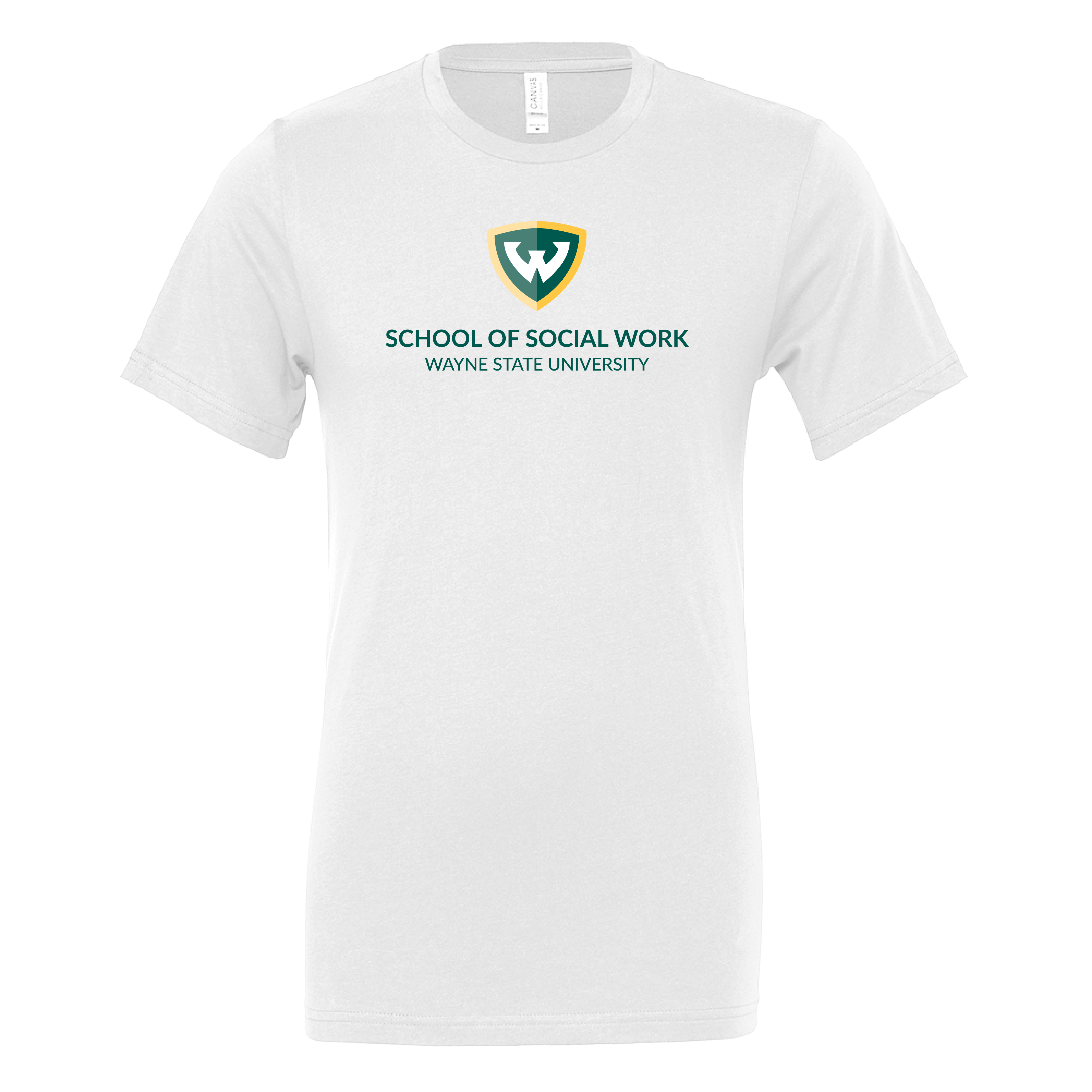 Wayne State Univ Bella + Canvas White Jersey Cotton T Shirt WSU - School of Social Work