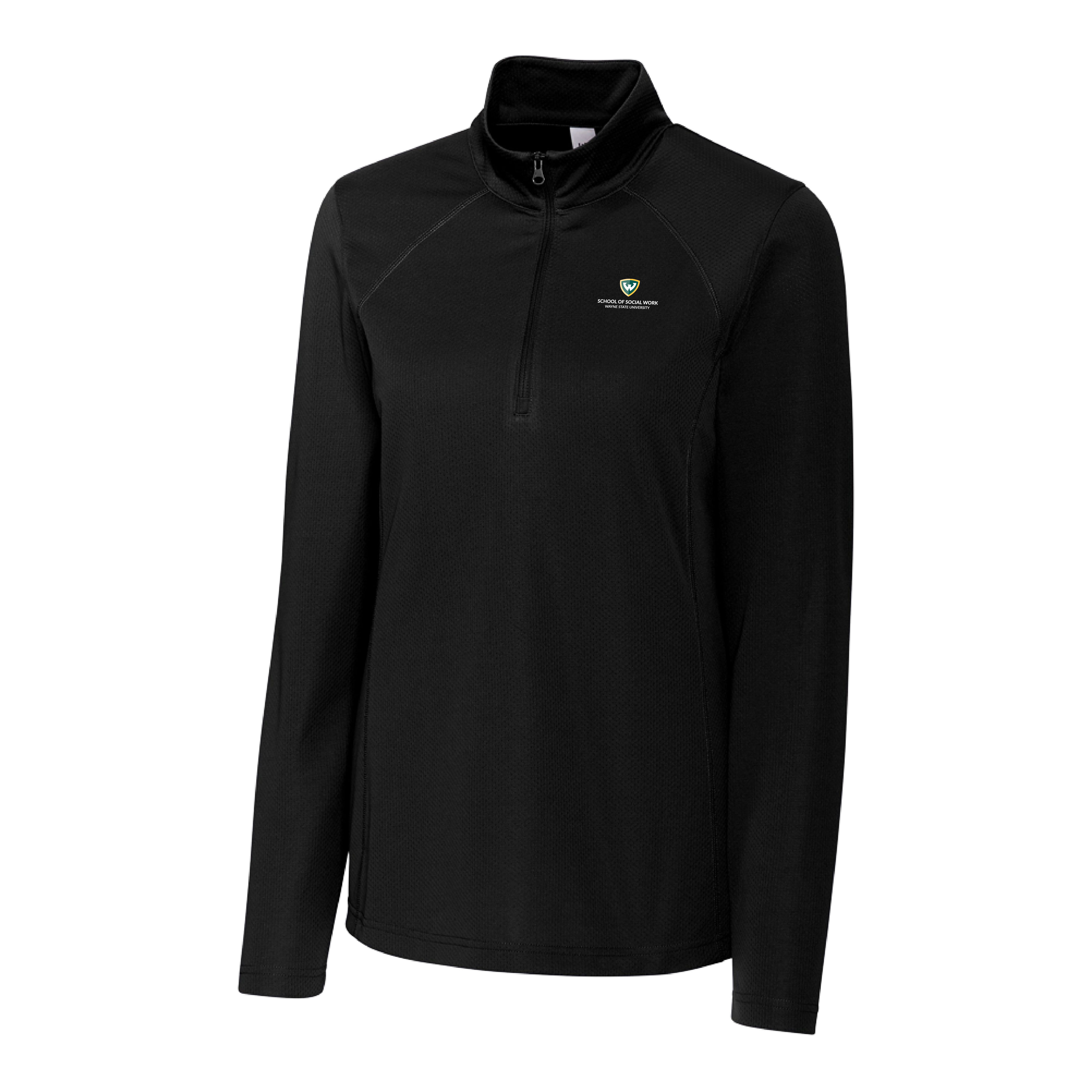 Wayne State Univ C&B Womens Black Clique Ice Pique Half Zip WSU - School of Social Work