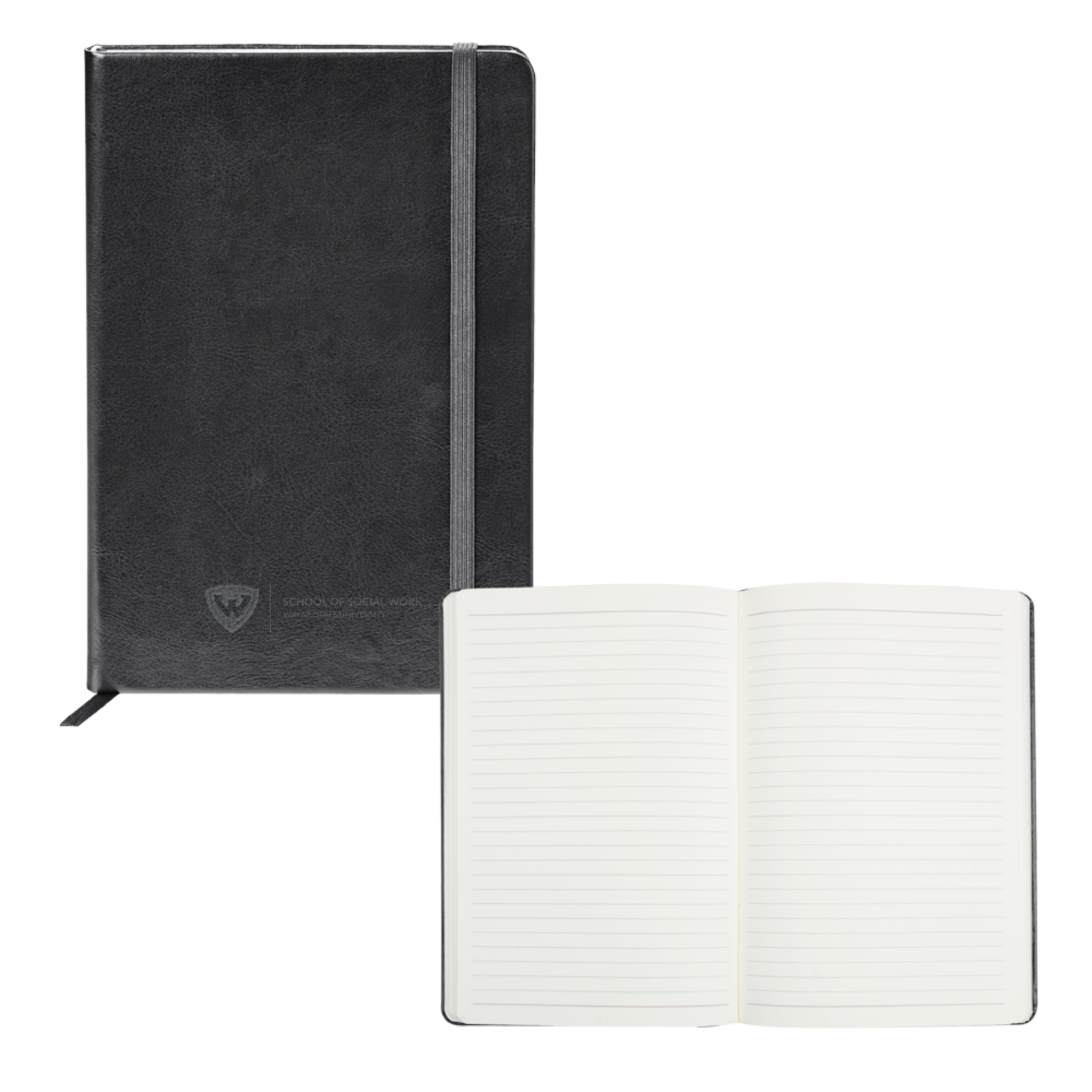 Wayne State Univ Fabrizio Black Hard Cover Journal WSU - School of Social Work Engraved