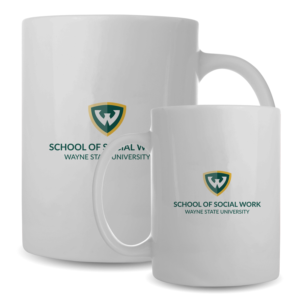 Wayne State Univ Full Color White Mug 15oz WSU - School of Social Work