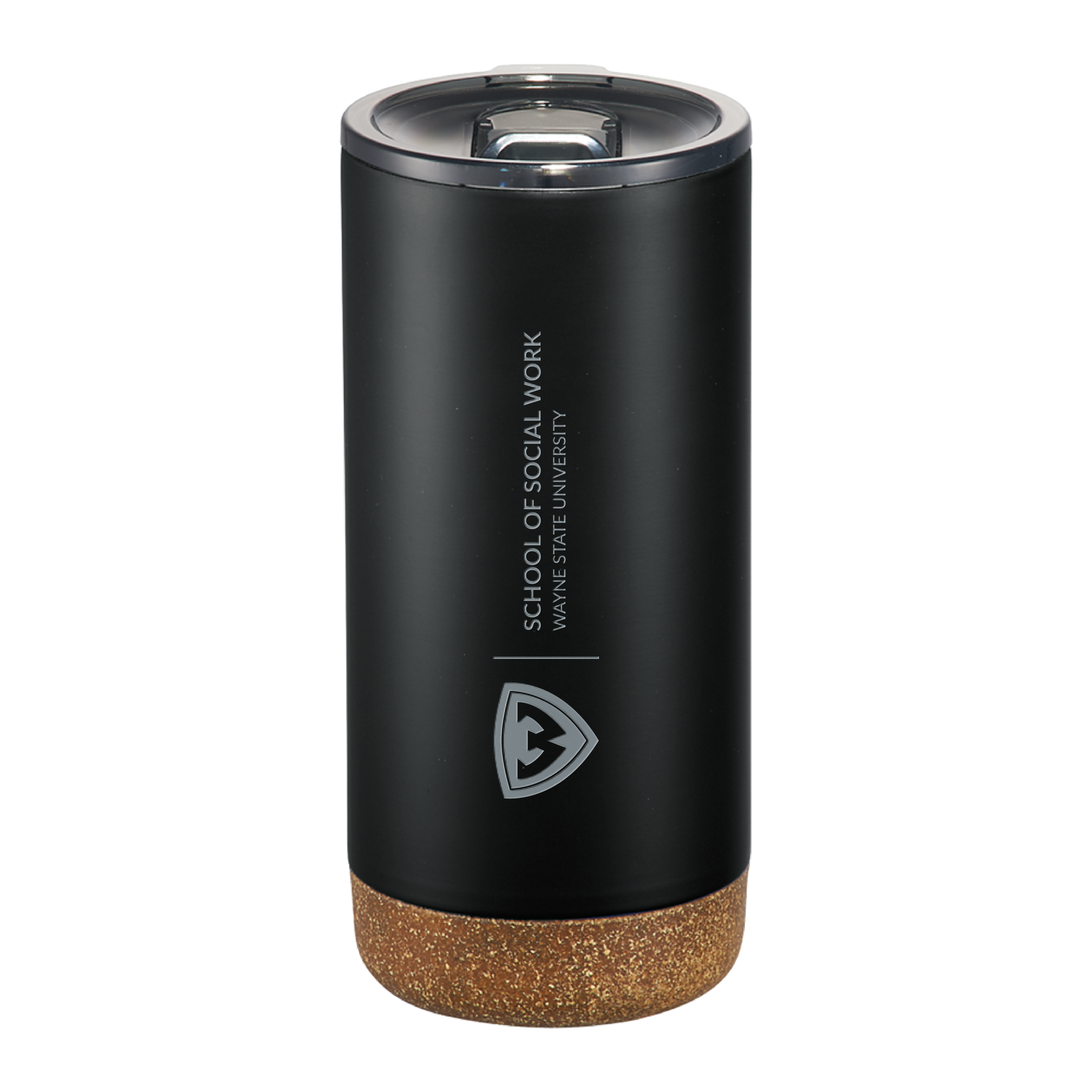 Wayne State Univ Valhalla Vacuum Insulated Black Tumbler 16oz WSU - School of Social Work Engraved