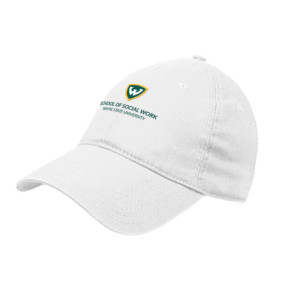 Wayne State Univ White Unstructured Adjustable Low Profile Hat WSU - School of Social Work