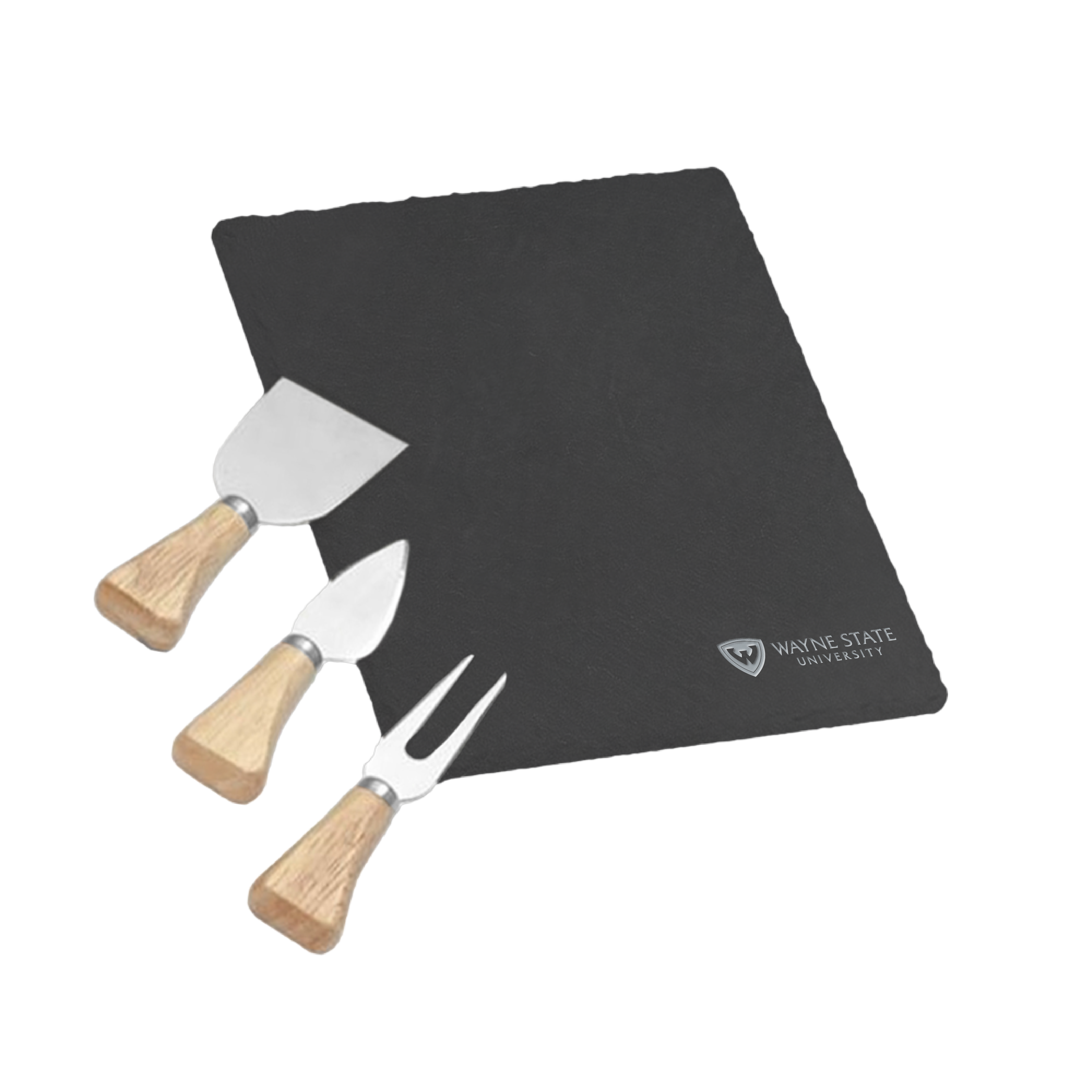 Wayne State Horizontal Engraved 4 Piece Slate Cheese Serving Set