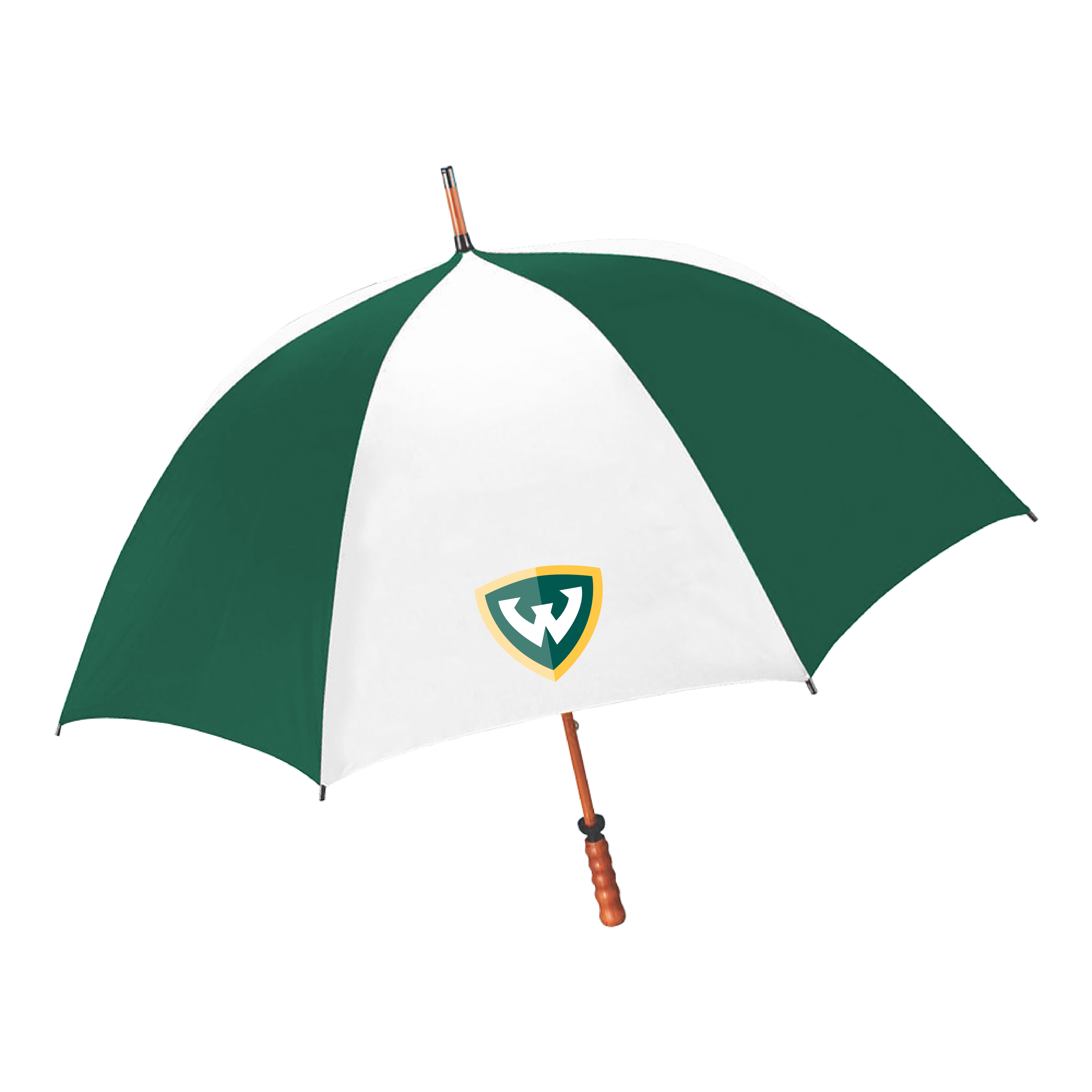 Wayne State Shield 64 Inch Forest Green/White Umbrella