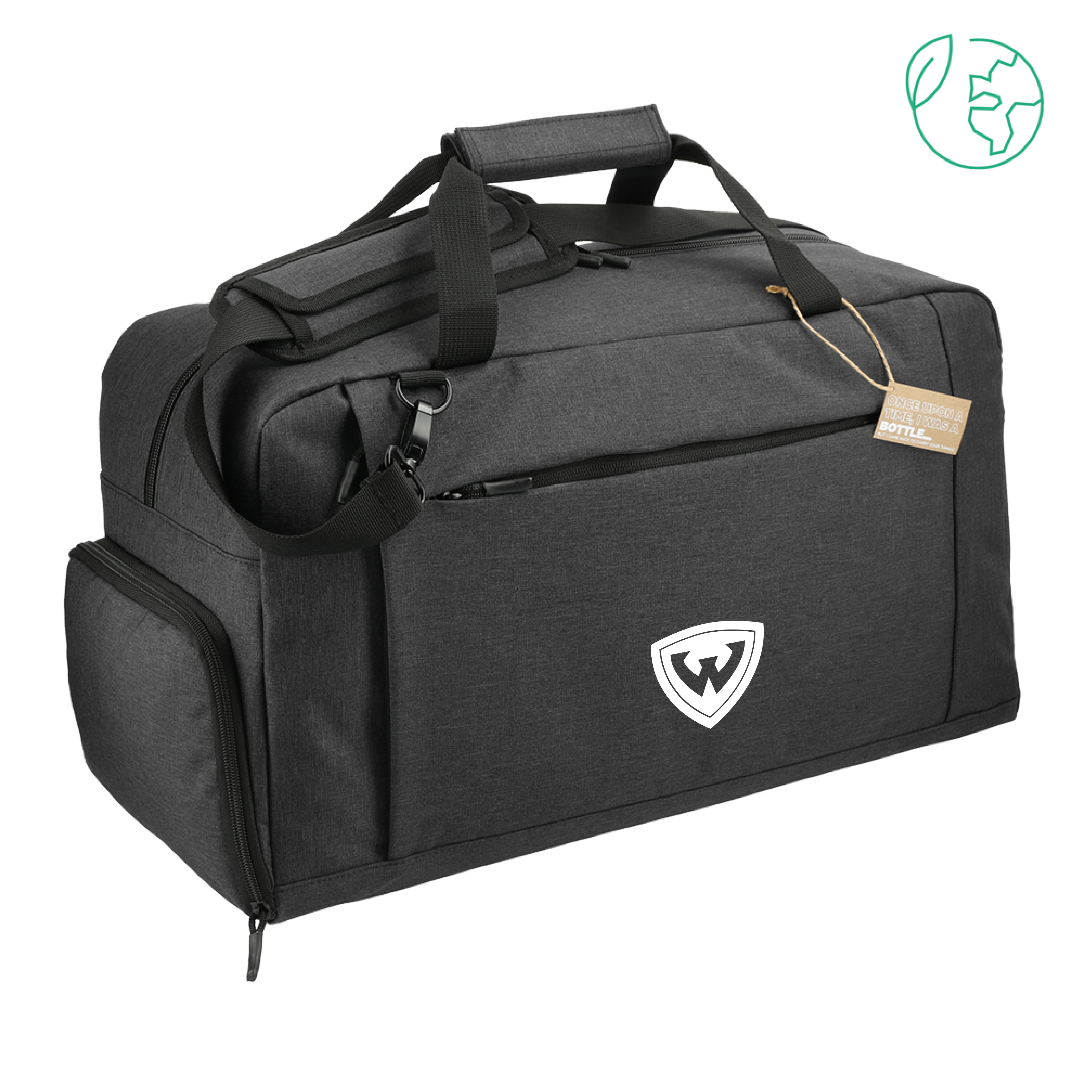Wayne State Shield Aft Recycled PET 21 Inch Charcoal Duffel