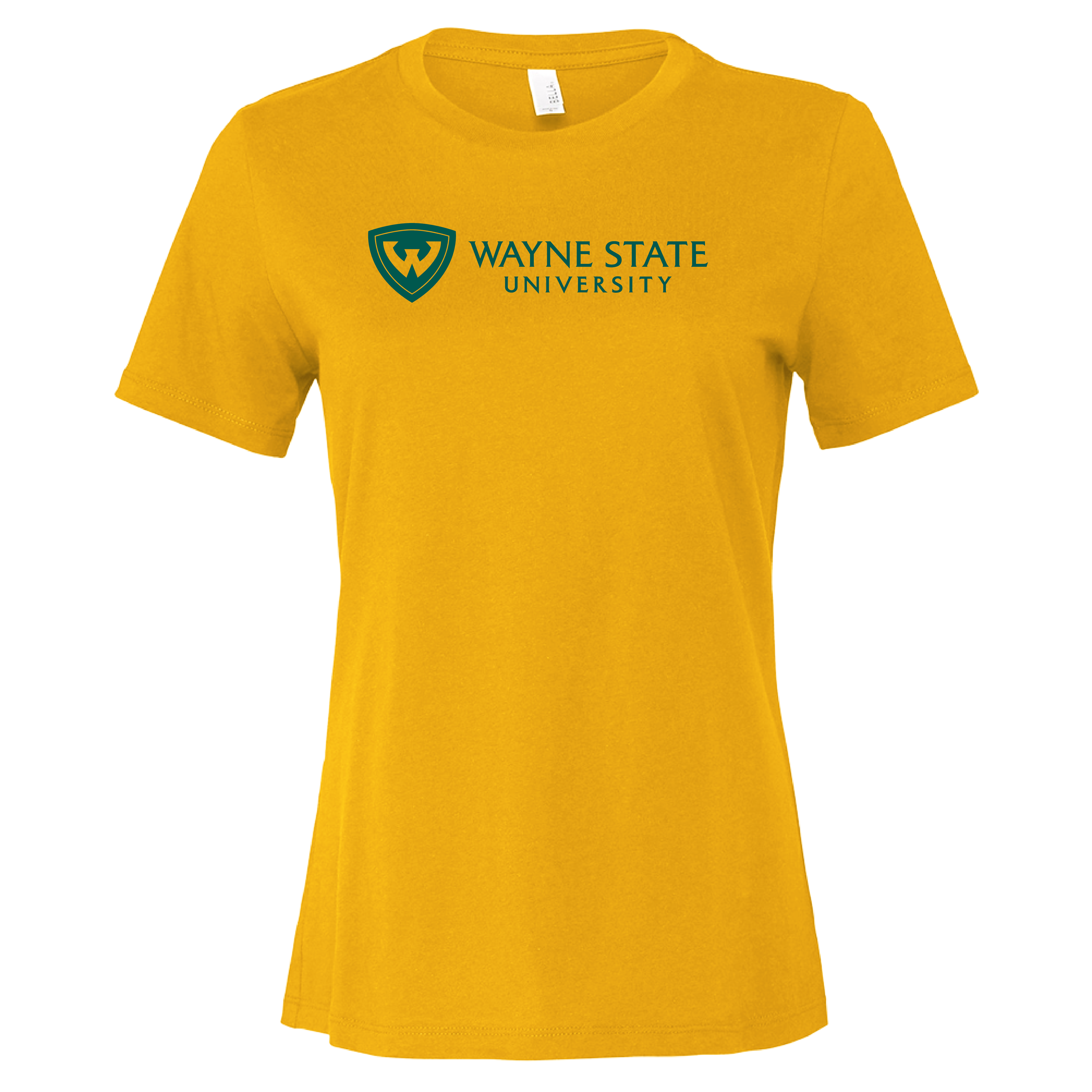 Wayne State Horizontal Bella + Canvas Women's Gold Relaxed Cotton T Shirt