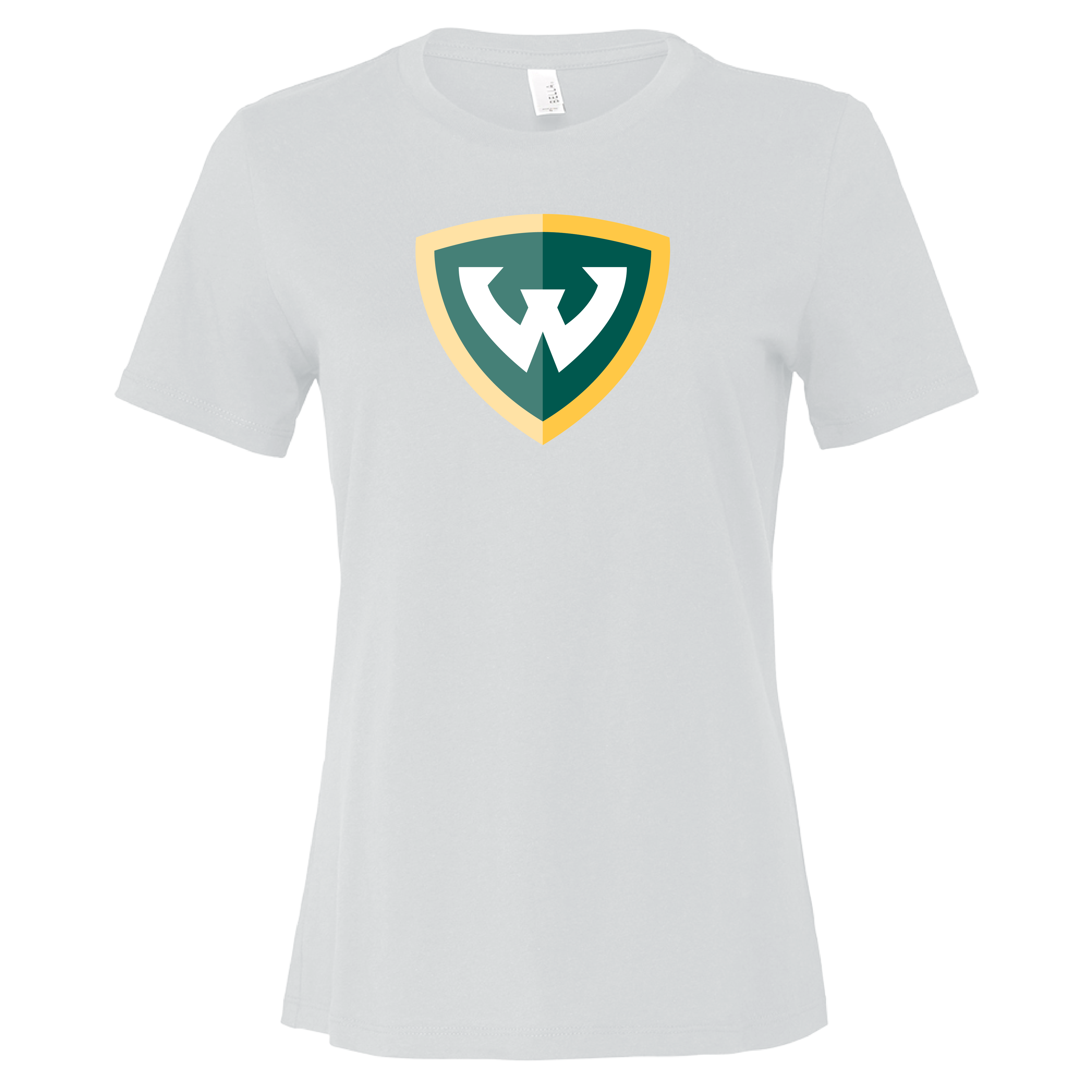 Wayne State Shield Bella + Canvas Women's White Relaxed Cotton T Shirt