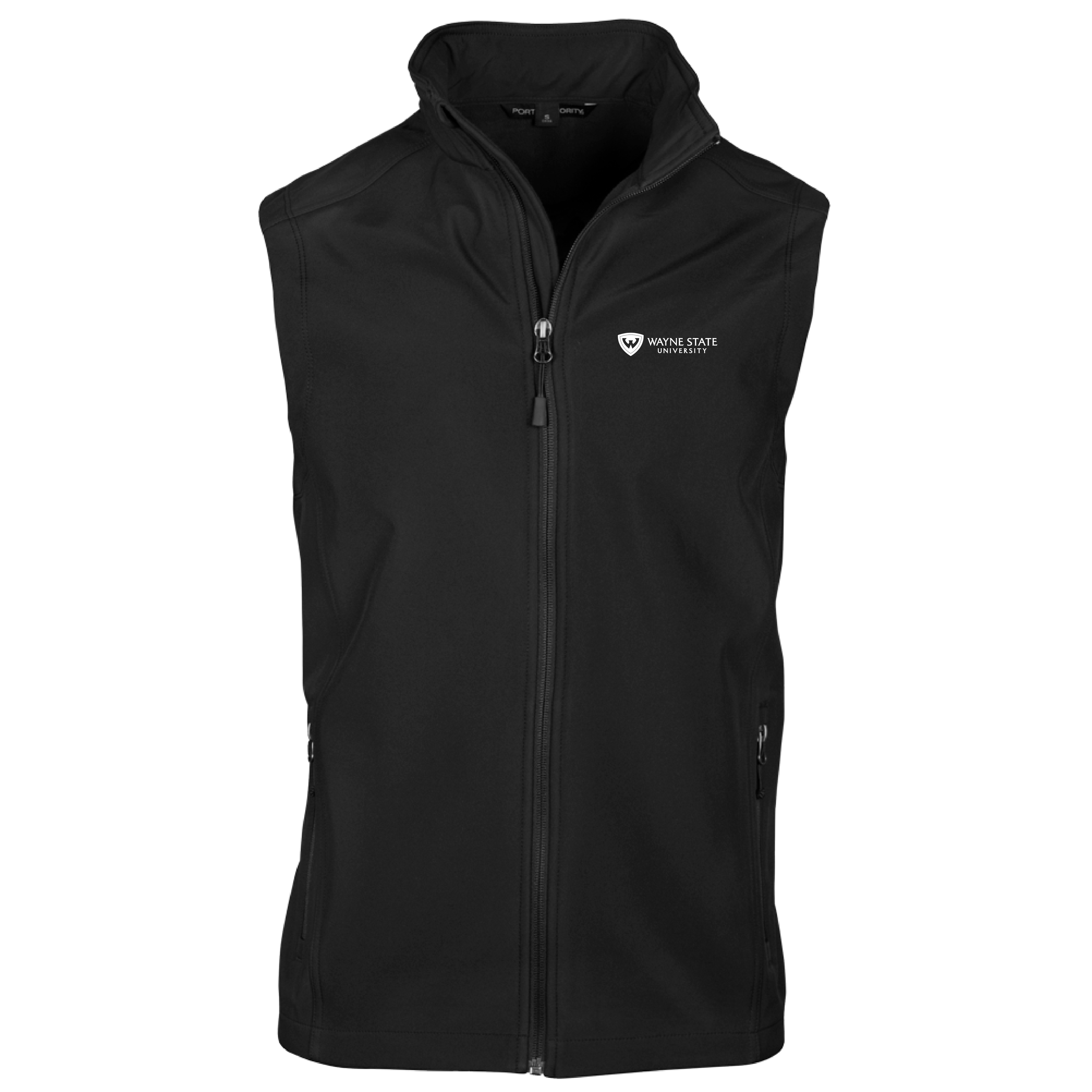 Wayne State Horizontal Black Softshell Core Vest