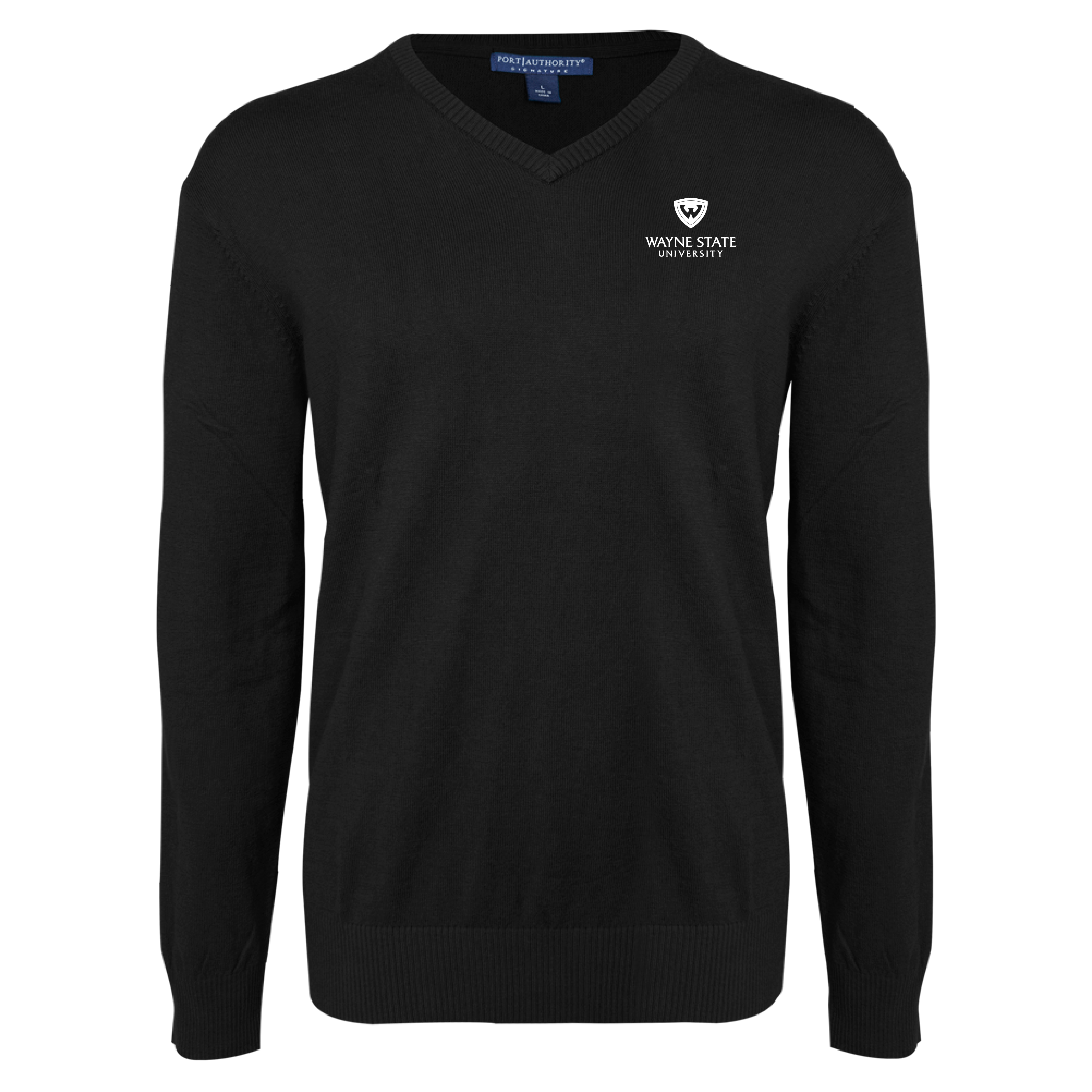 Wayne State Stacked Black VNeck Sweater
