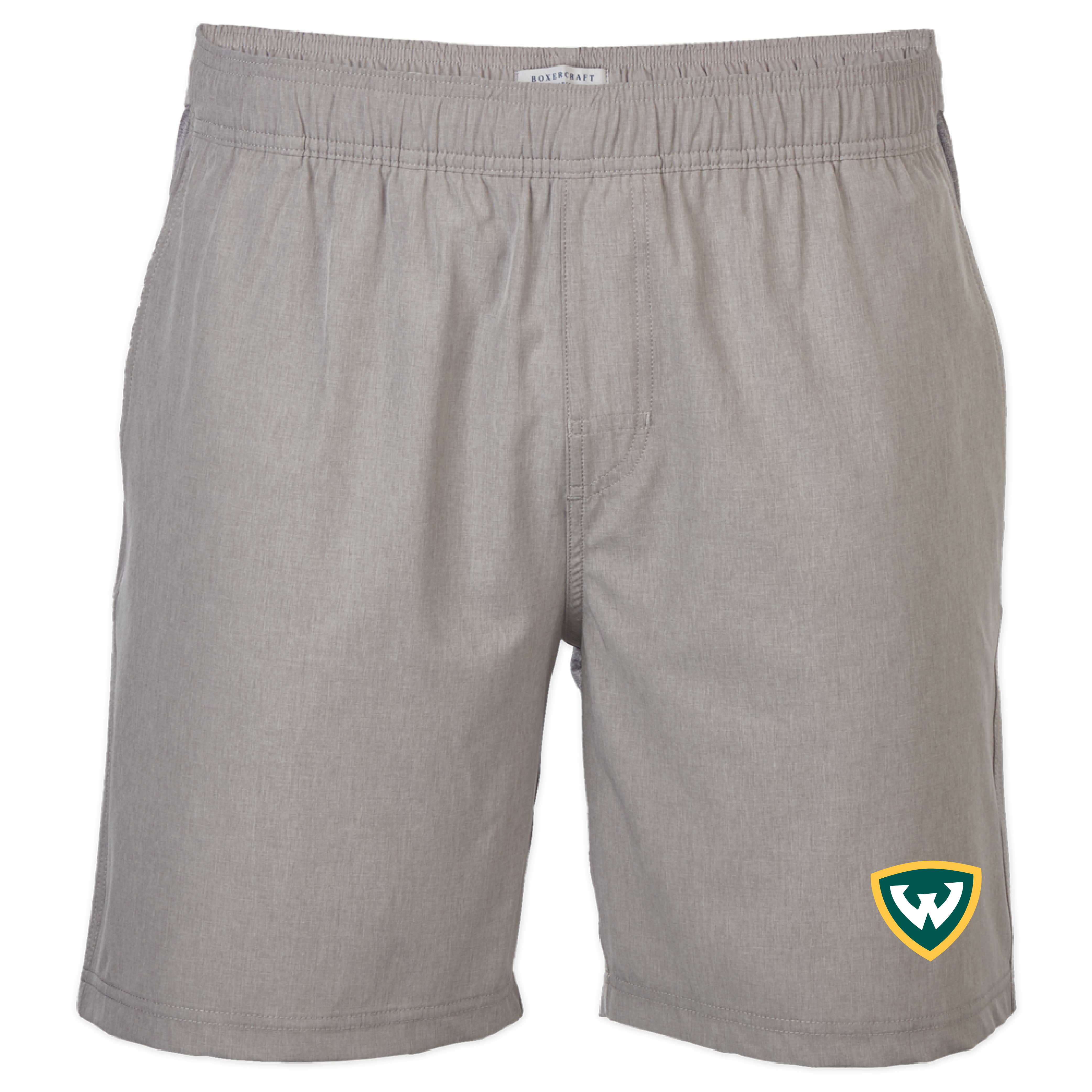 Wayne State Shield Boxercraft Light Grey Riptide Hybrid Short