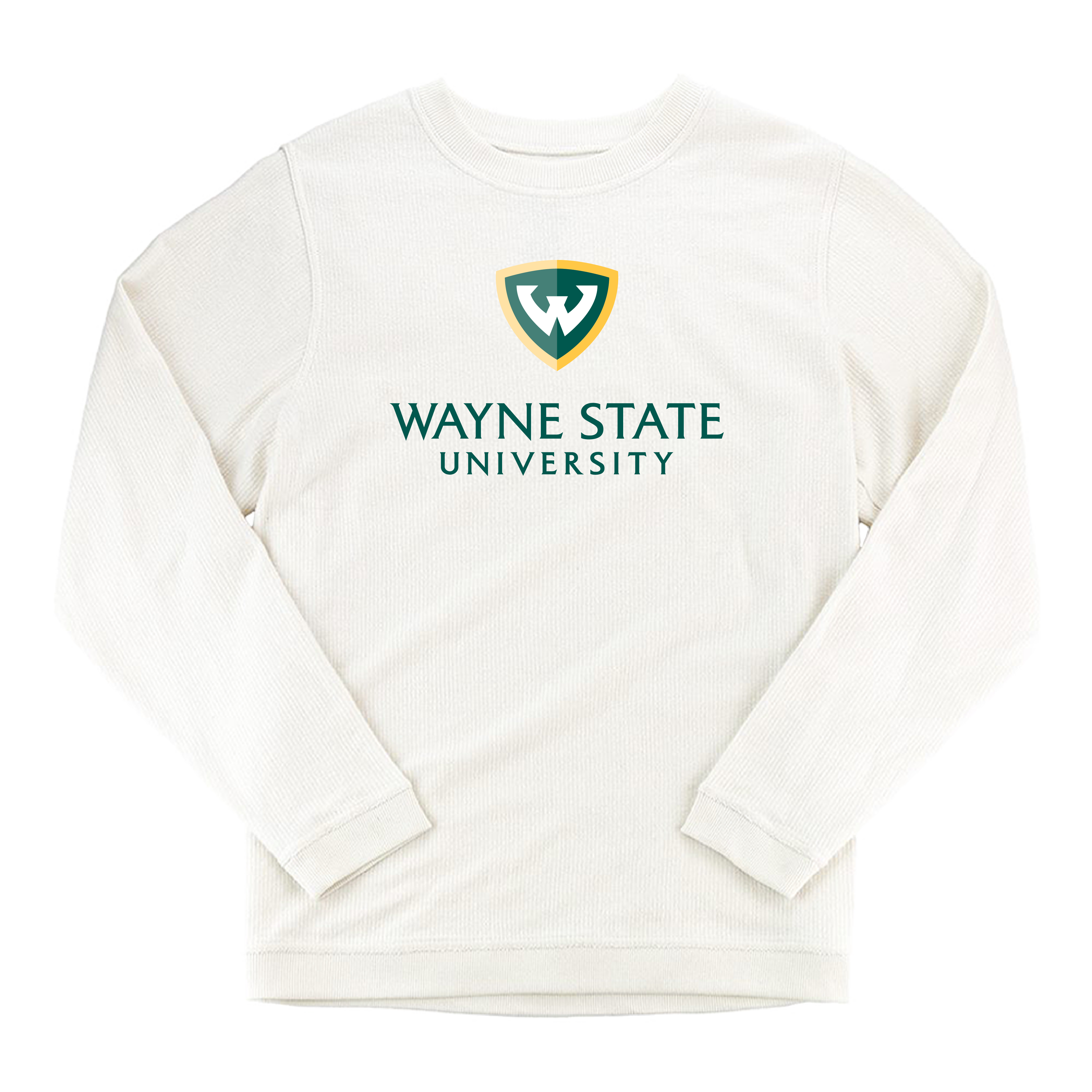 Wayne State Stacked Boxercraft Women's Cream Corded Crew