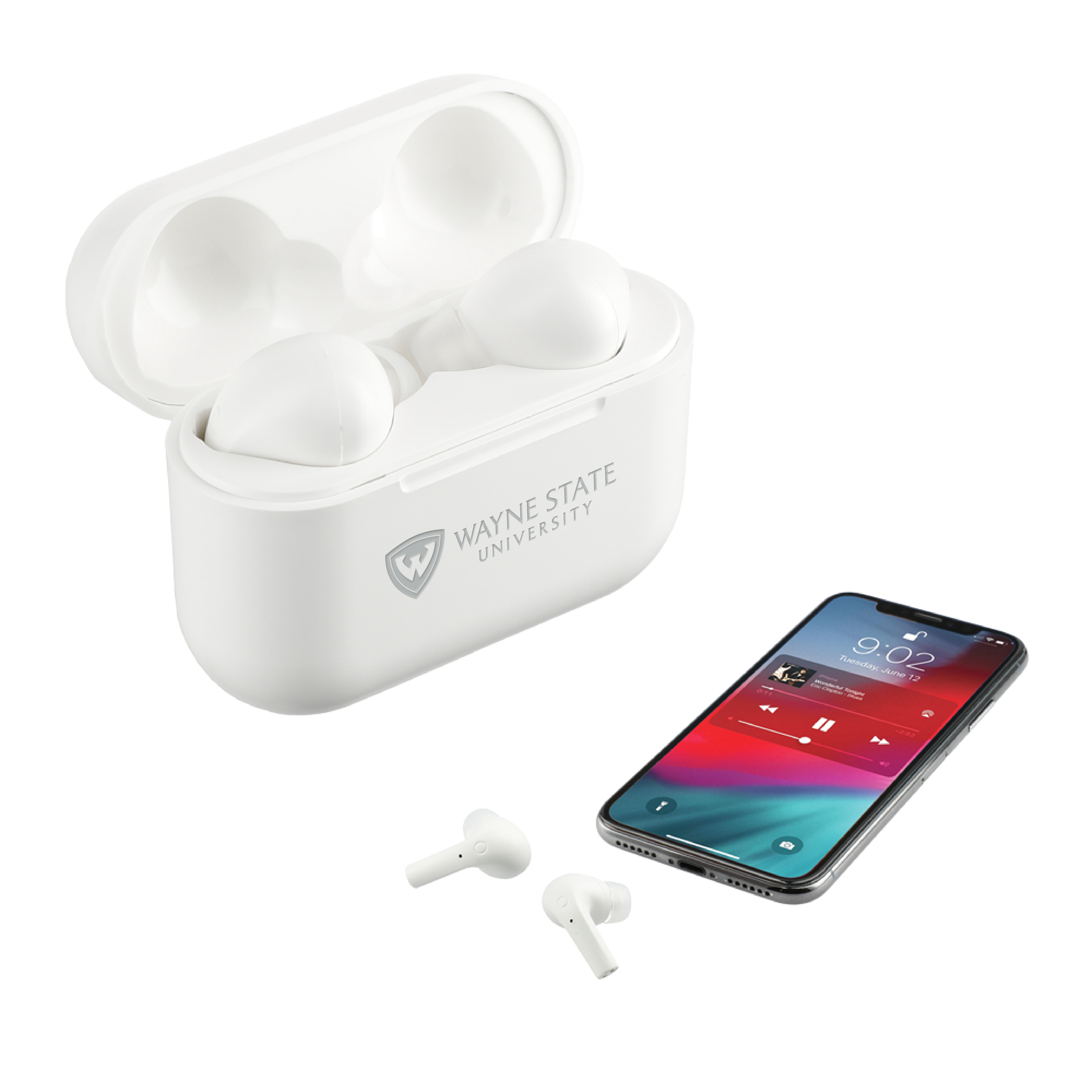 Wayne State Horizontal Engraved Braavos Pro True Wireless Auto Pair Earbuds