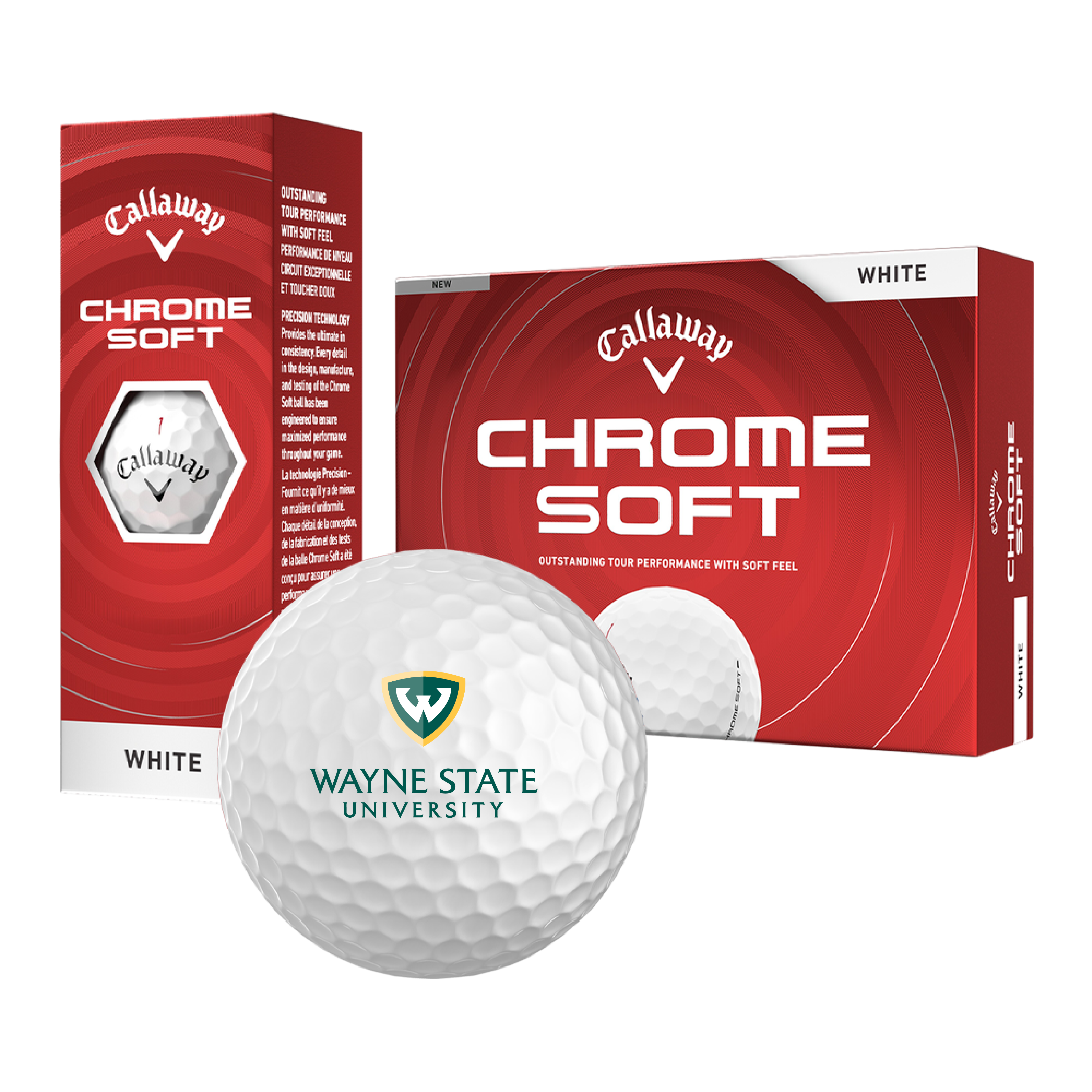 Wayne State Stacked Callaway Chrome Soft Golf Balls 12/pkg