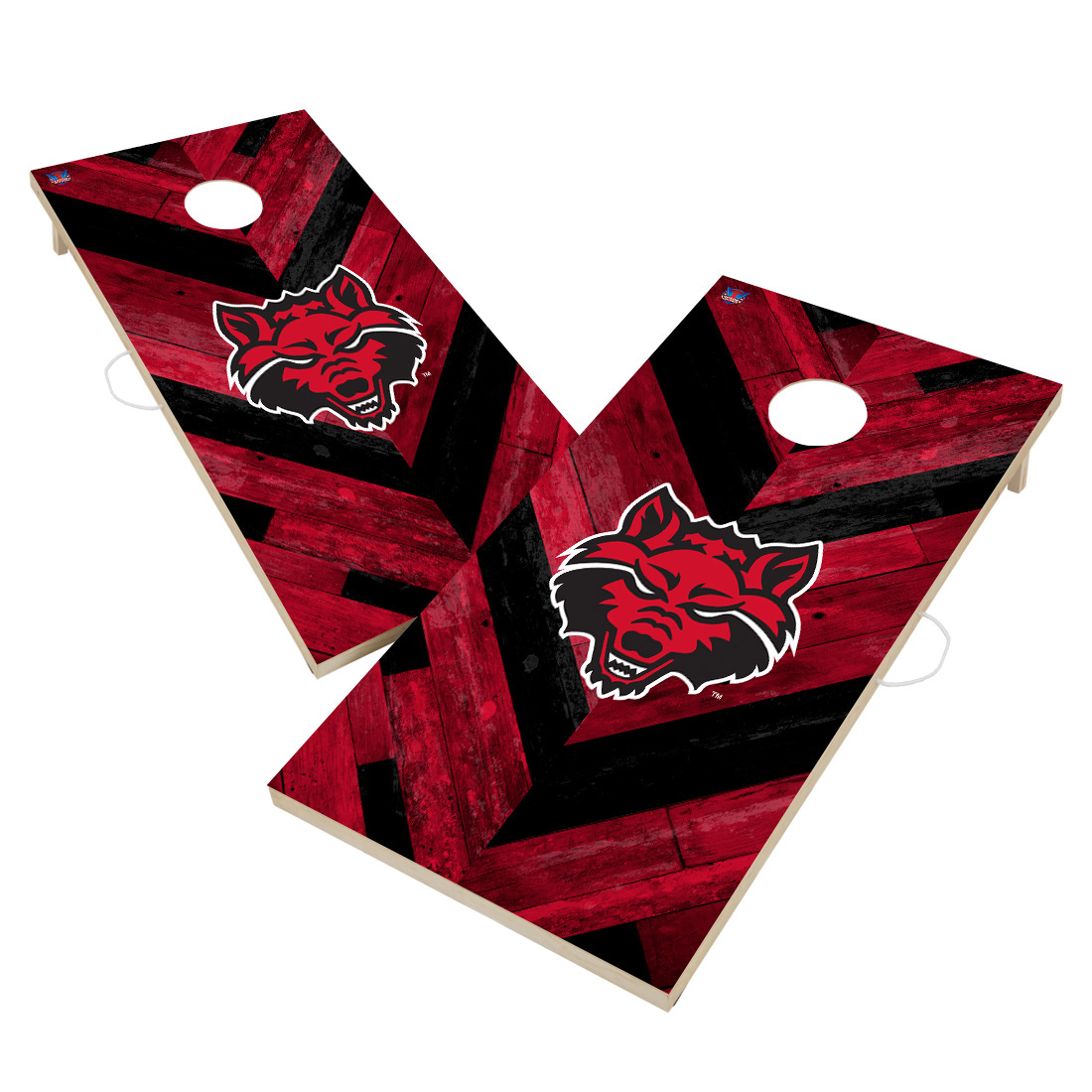Arkansas State Red Wolves Solid Wood 2x4 Cornhole Board Set Herringbone Design