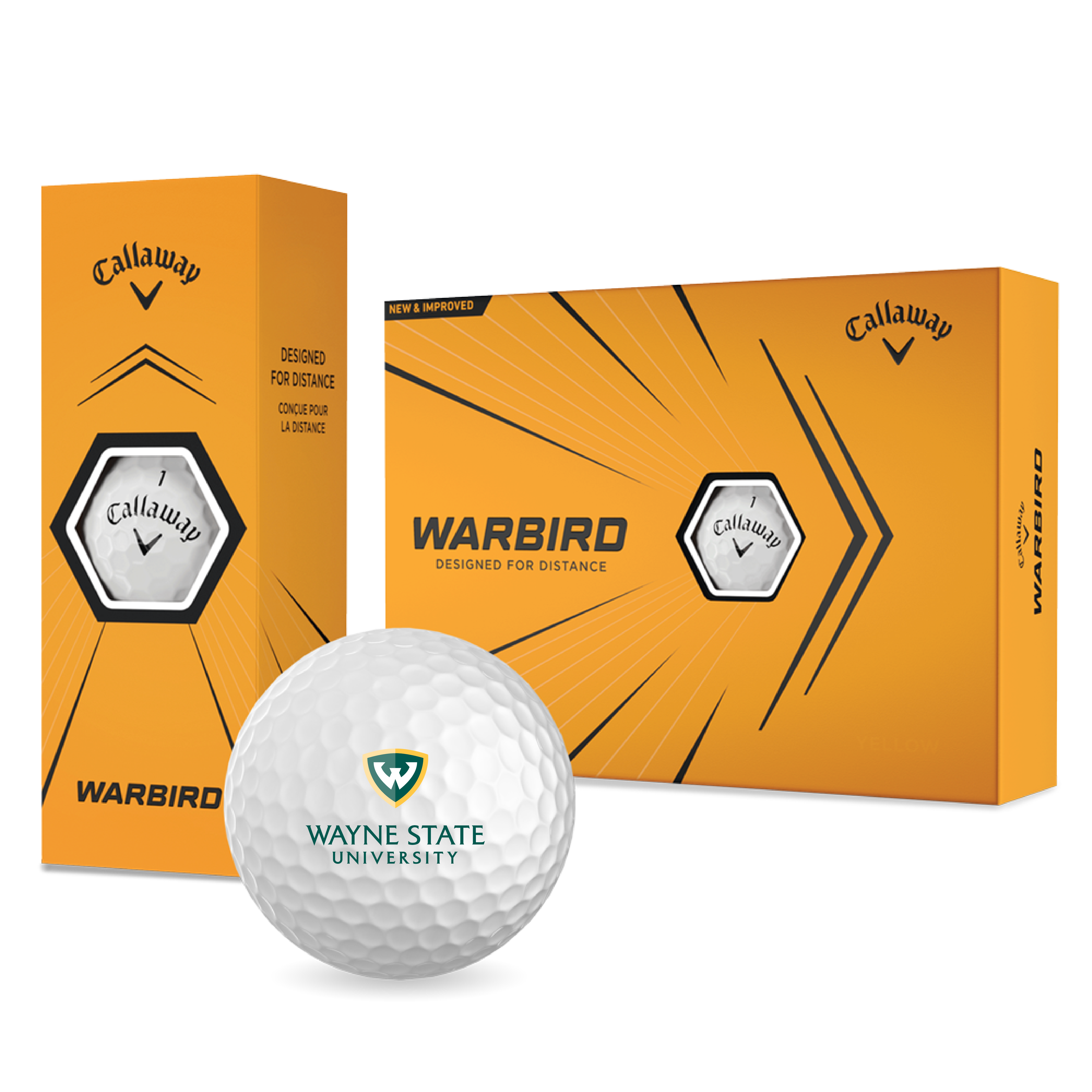 Wayne State Stacked Callaway Warbird Golf Balls 12/pkg