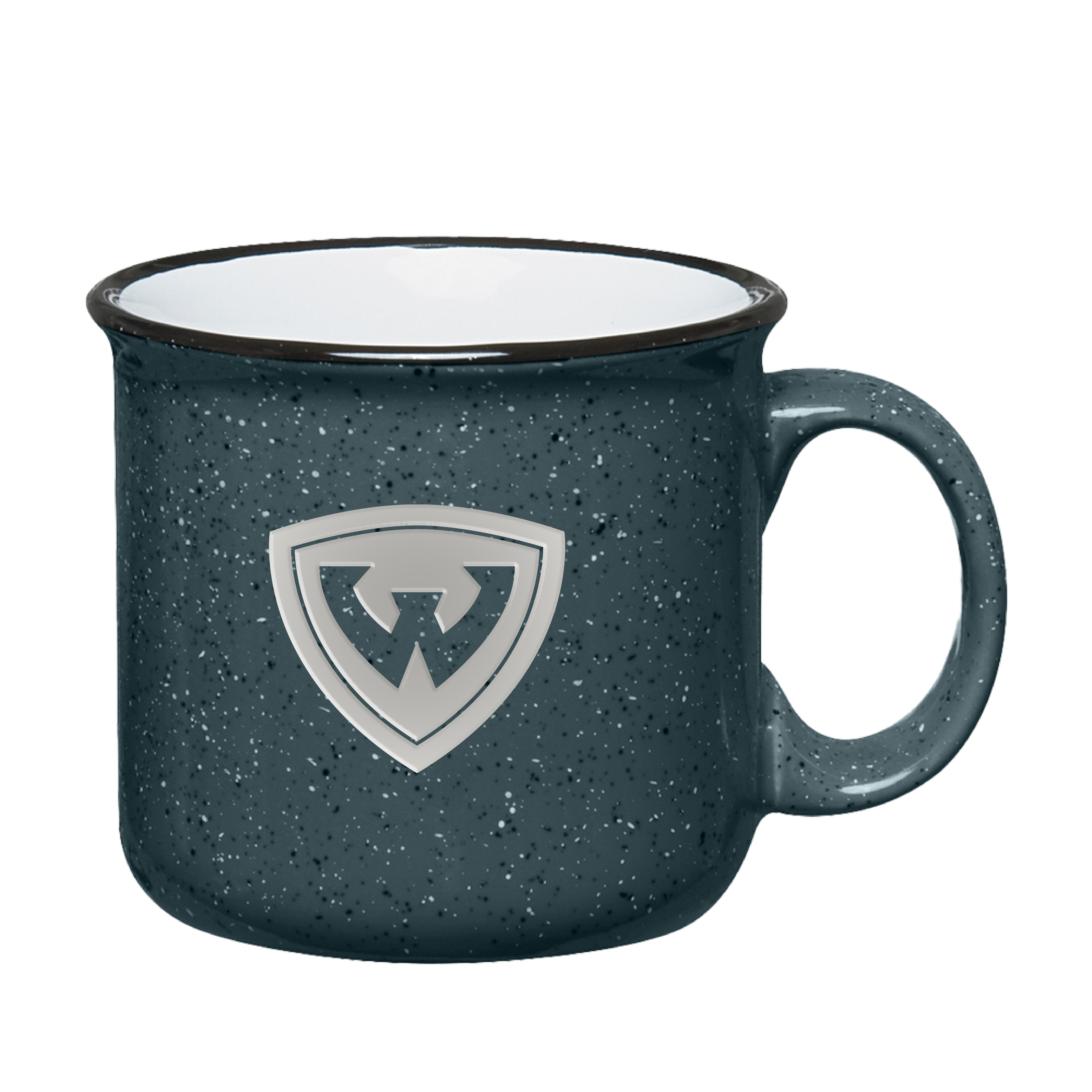 Wayne State Shield Engraved Campfire Grey Mug 15 oz
