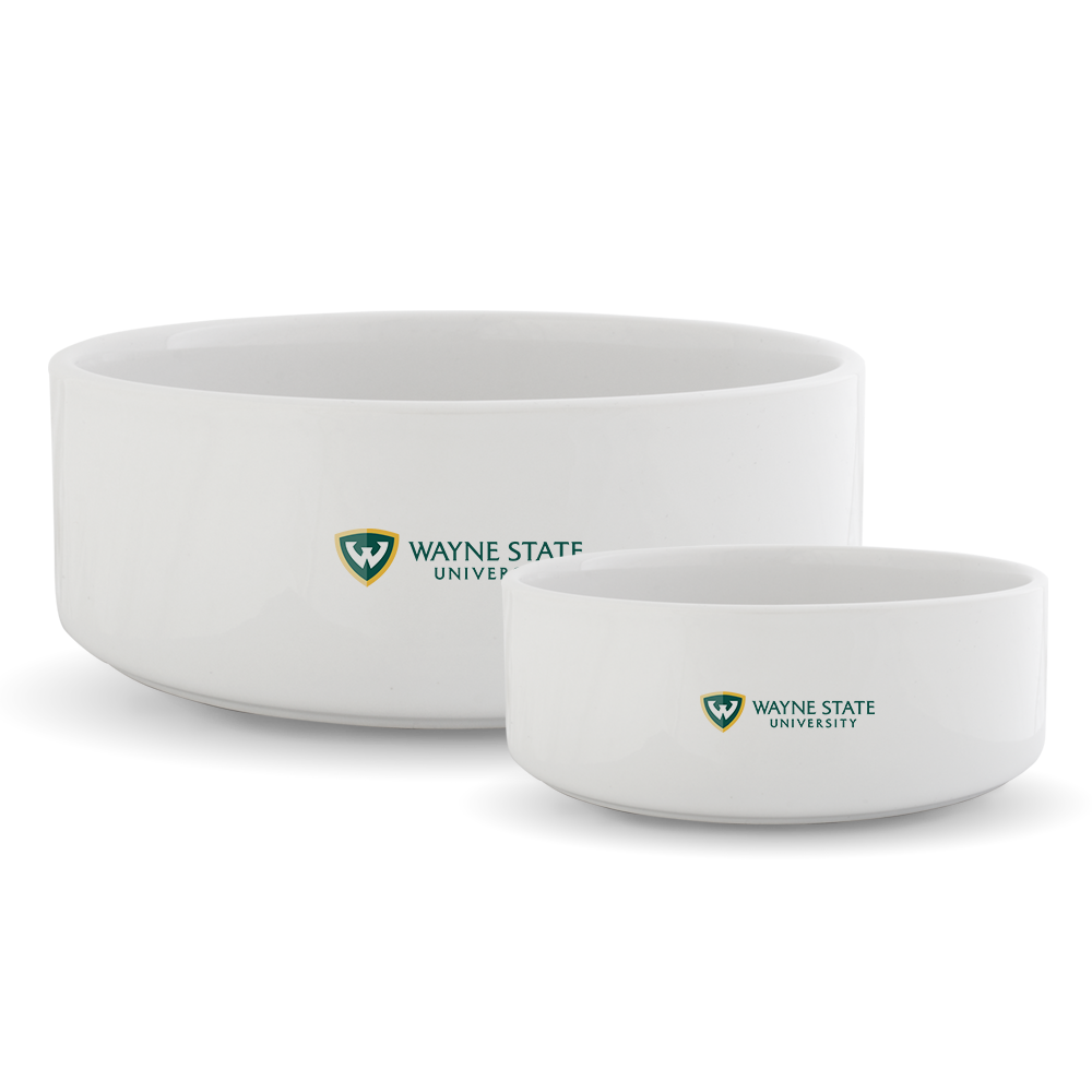 Wayne State Horizontal Ceramic Dog Bowl