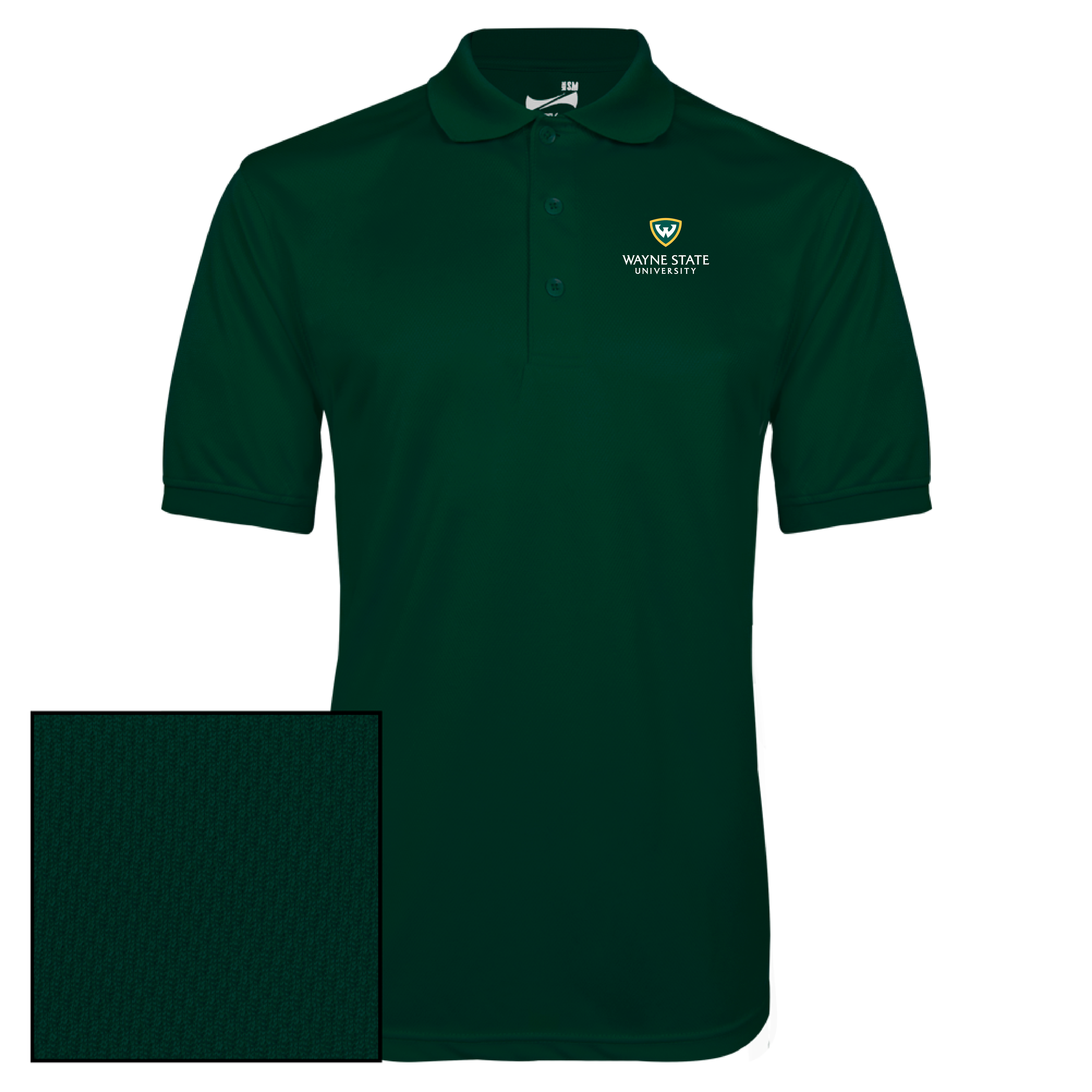 Wayne State Stacked Dark Green Dry Mesh Polo