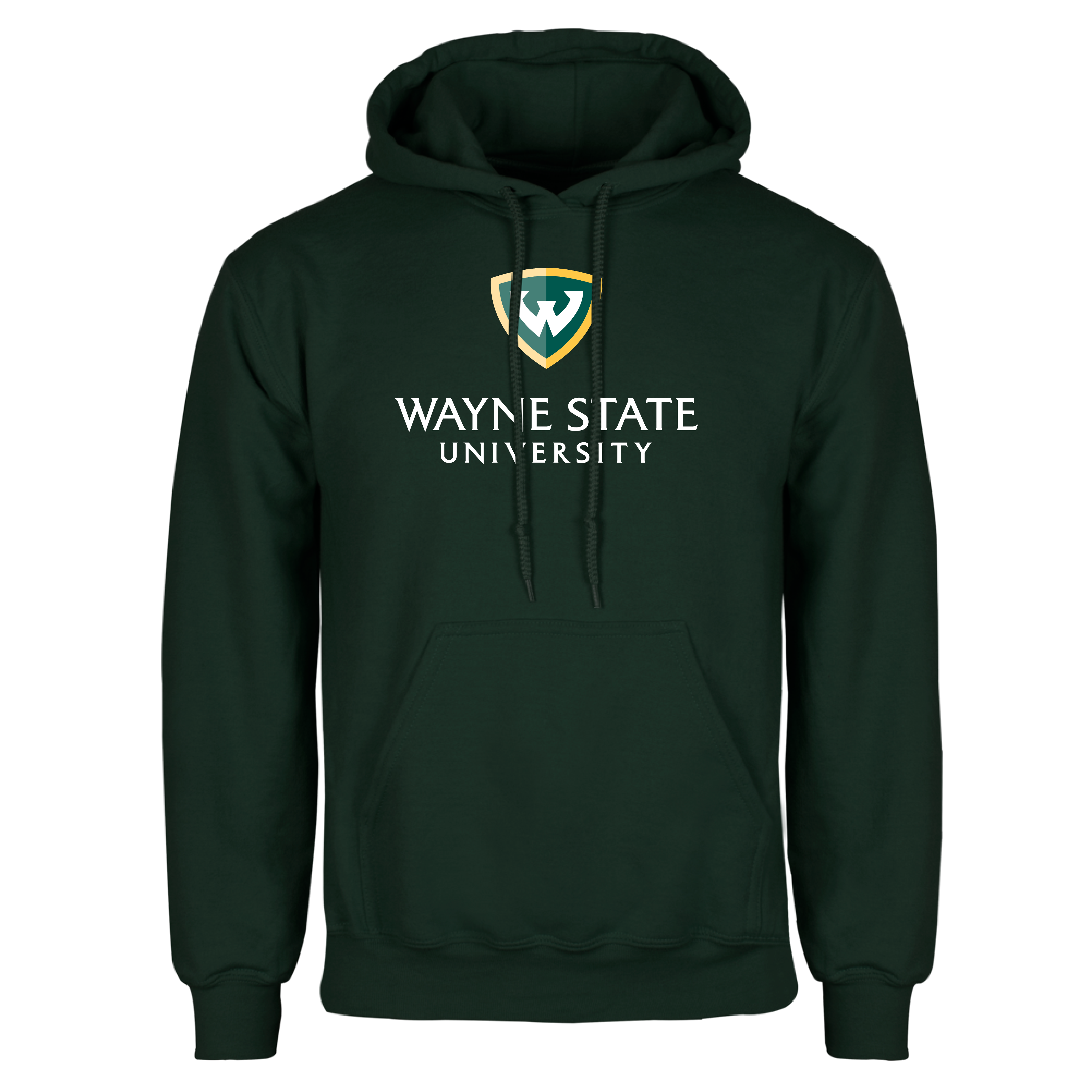 Wayne State Stacked Dark Green Fleece Hooded Sweatshirt