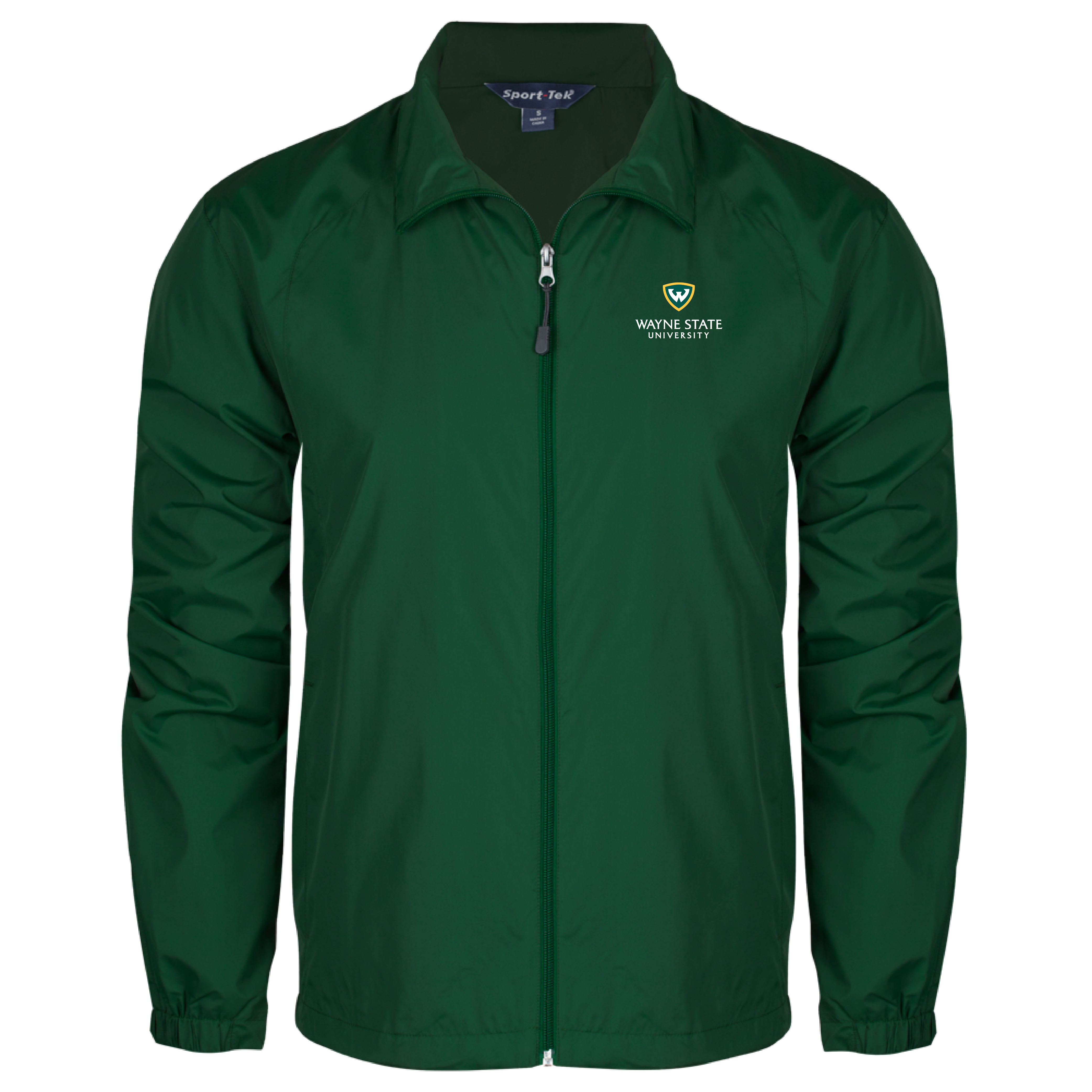 Wayne State Stacked Dark Green Full Zip Wind Jacket