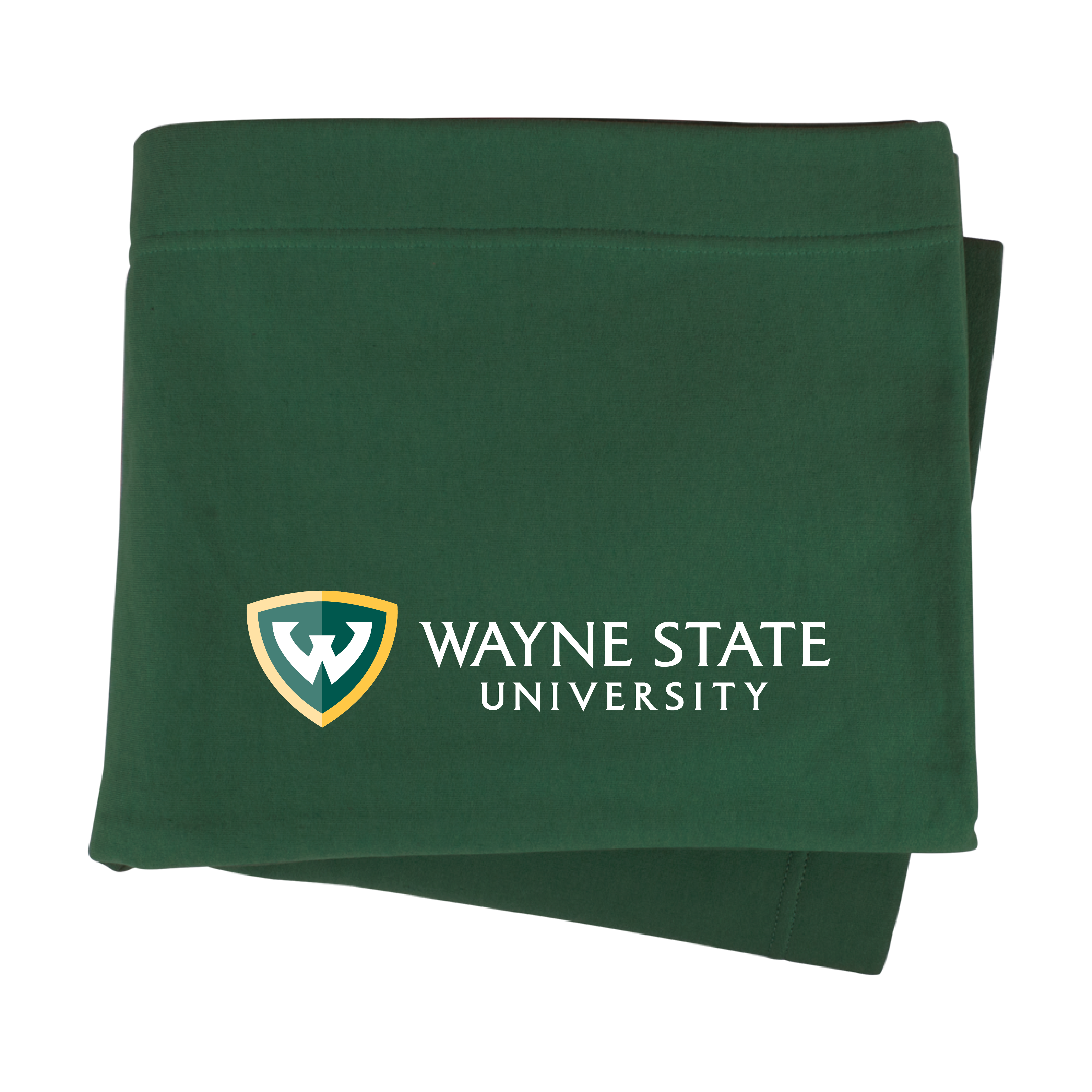 Wayne State Horizontal Dark Green Sweatshirt Blanket