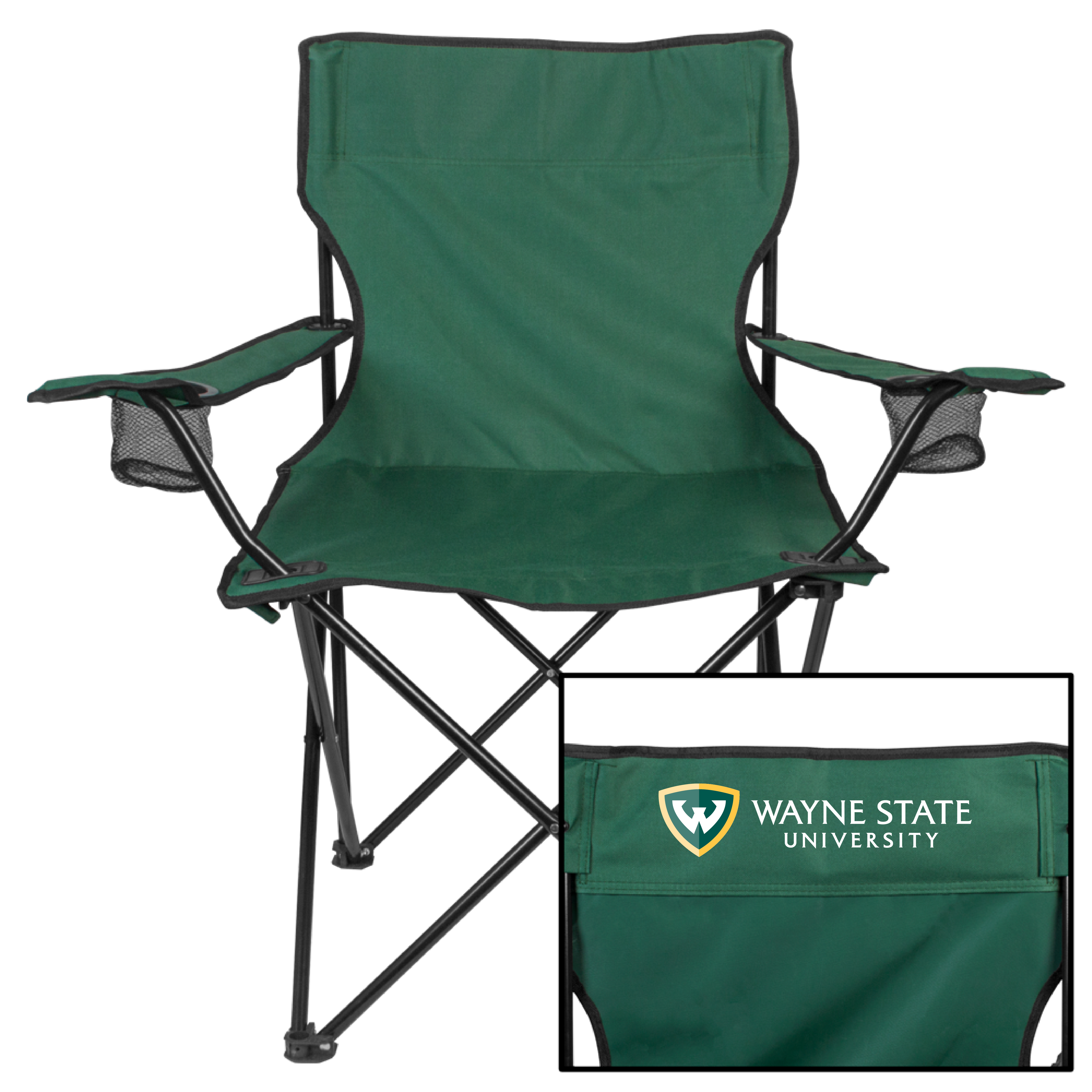 Wayne State Horizontal Deluxe Green Captains Chair
