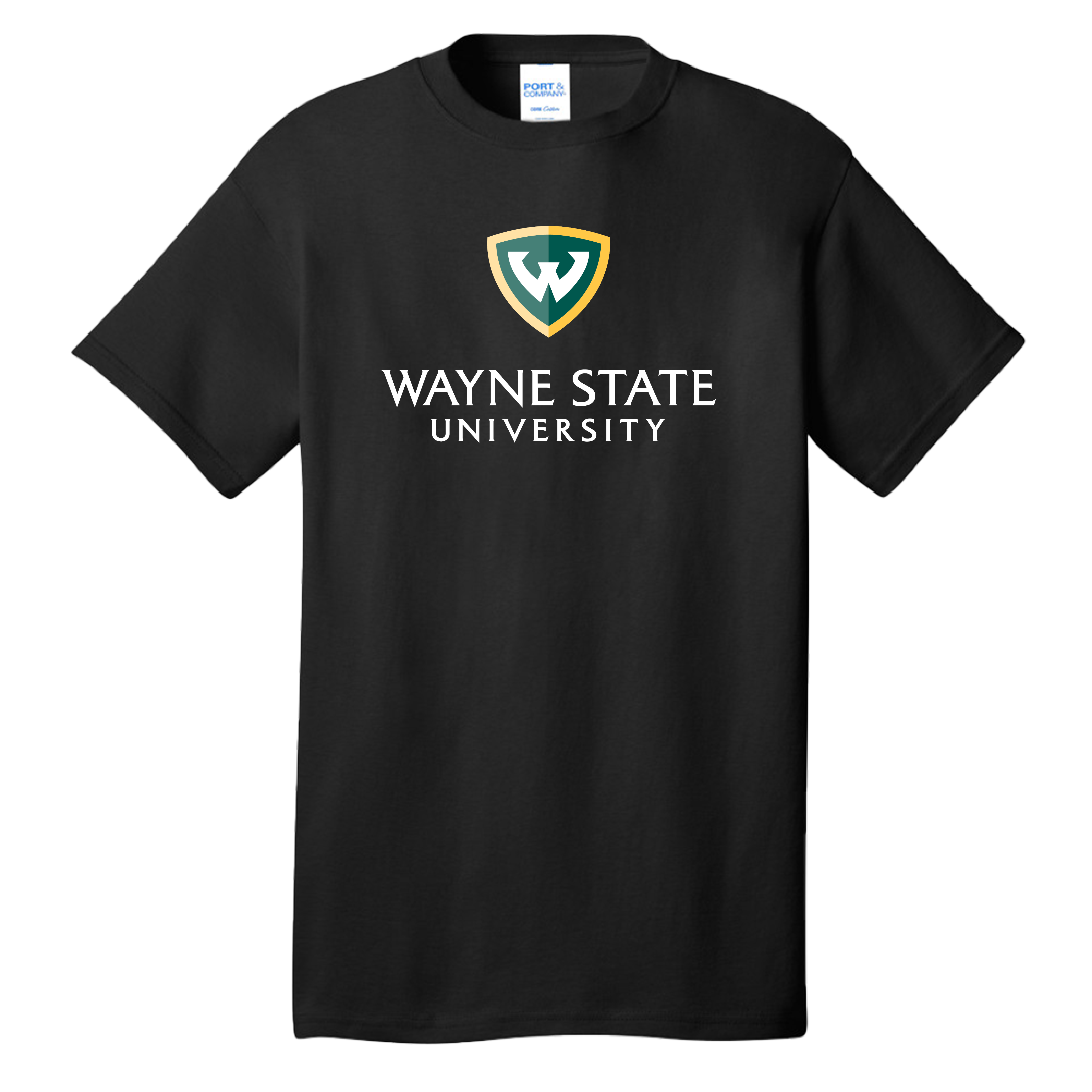 Wayne State Stacked Extended Black T Shirt