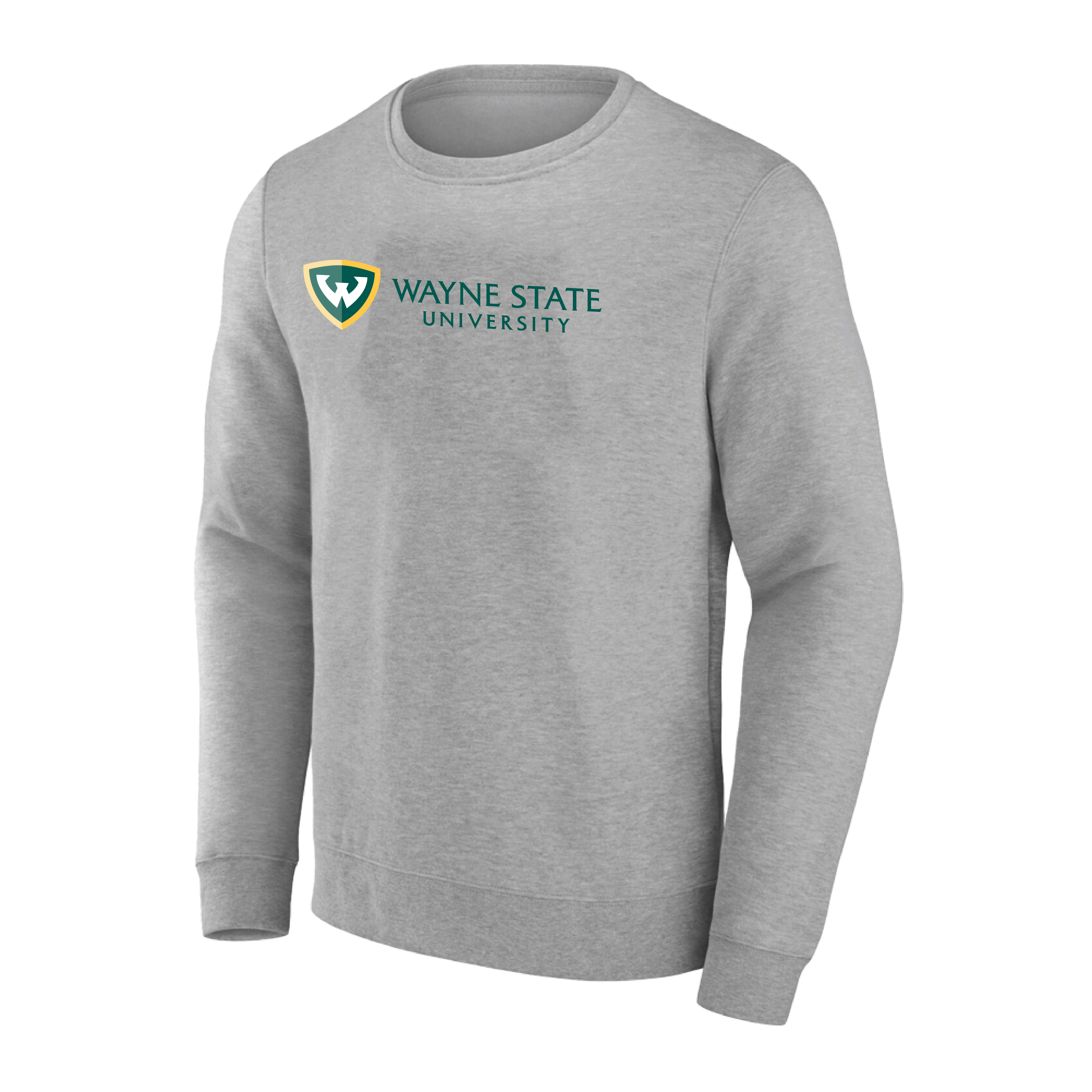 Wayne State Horizontal Extended Heather Grey Crew Sweatshirt
