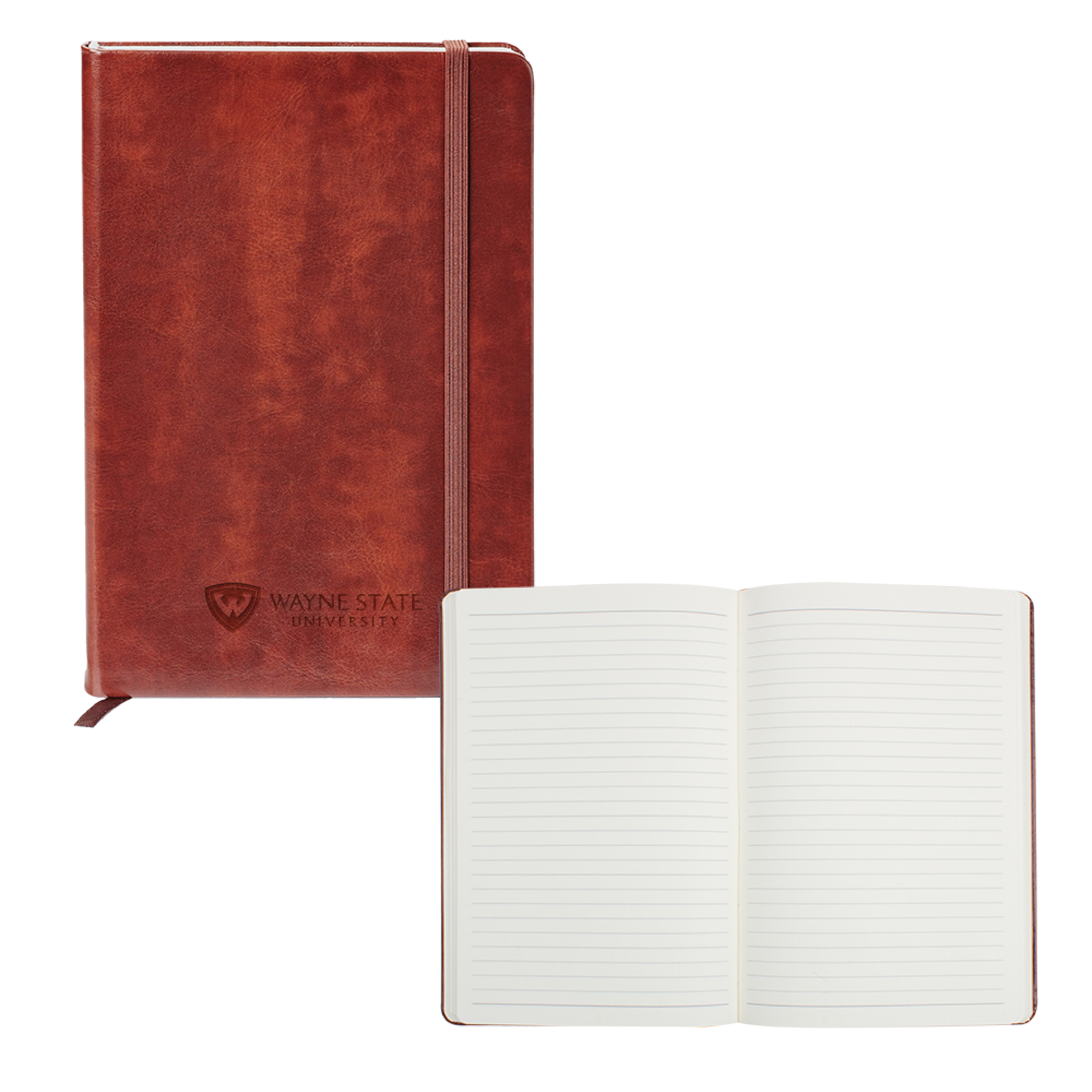 Wayne State Horizontal Engraved Fabrizio Brown Hard Cover Journal