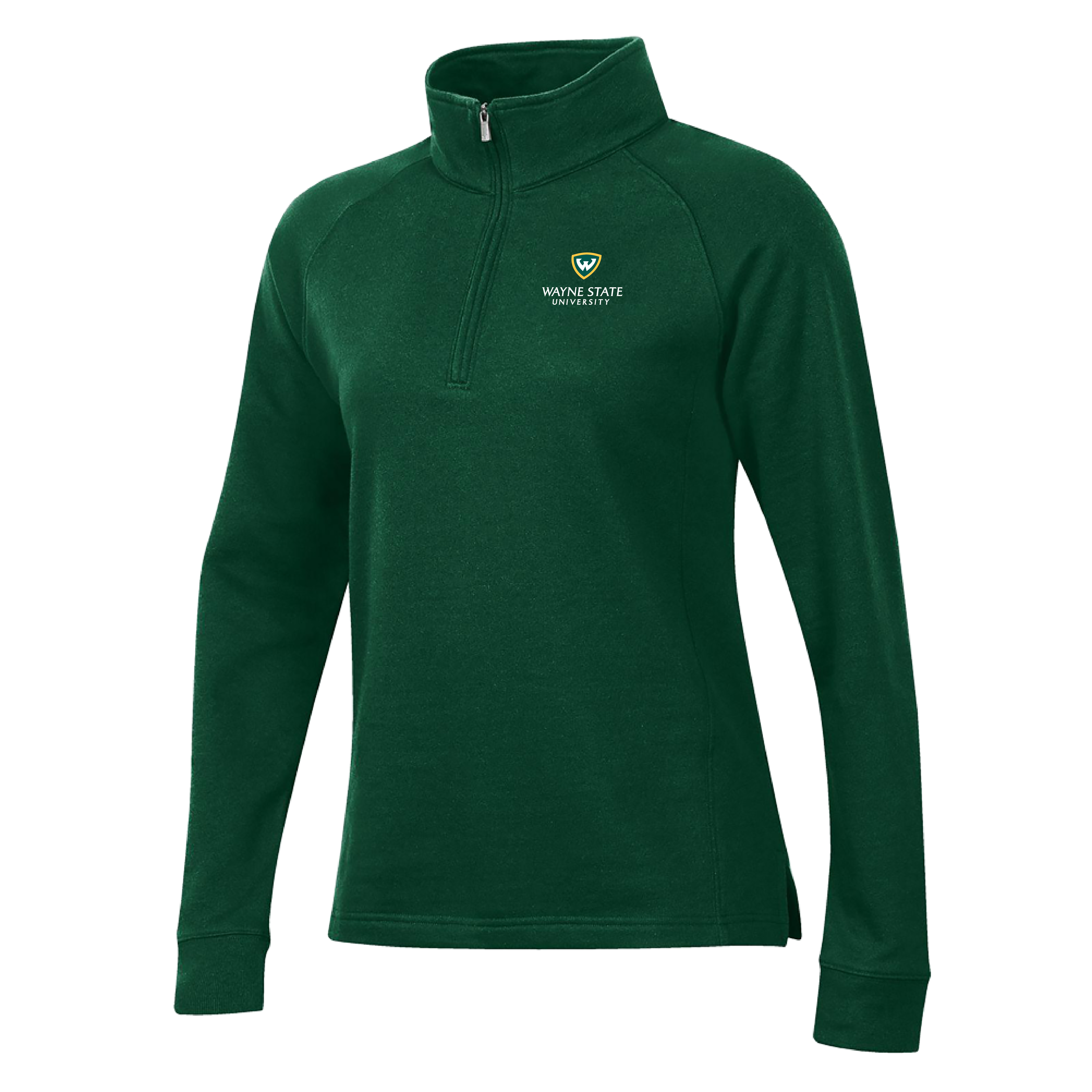 Wayne State Stacked Gear Women's Field Green 1/4 Zip Pullover