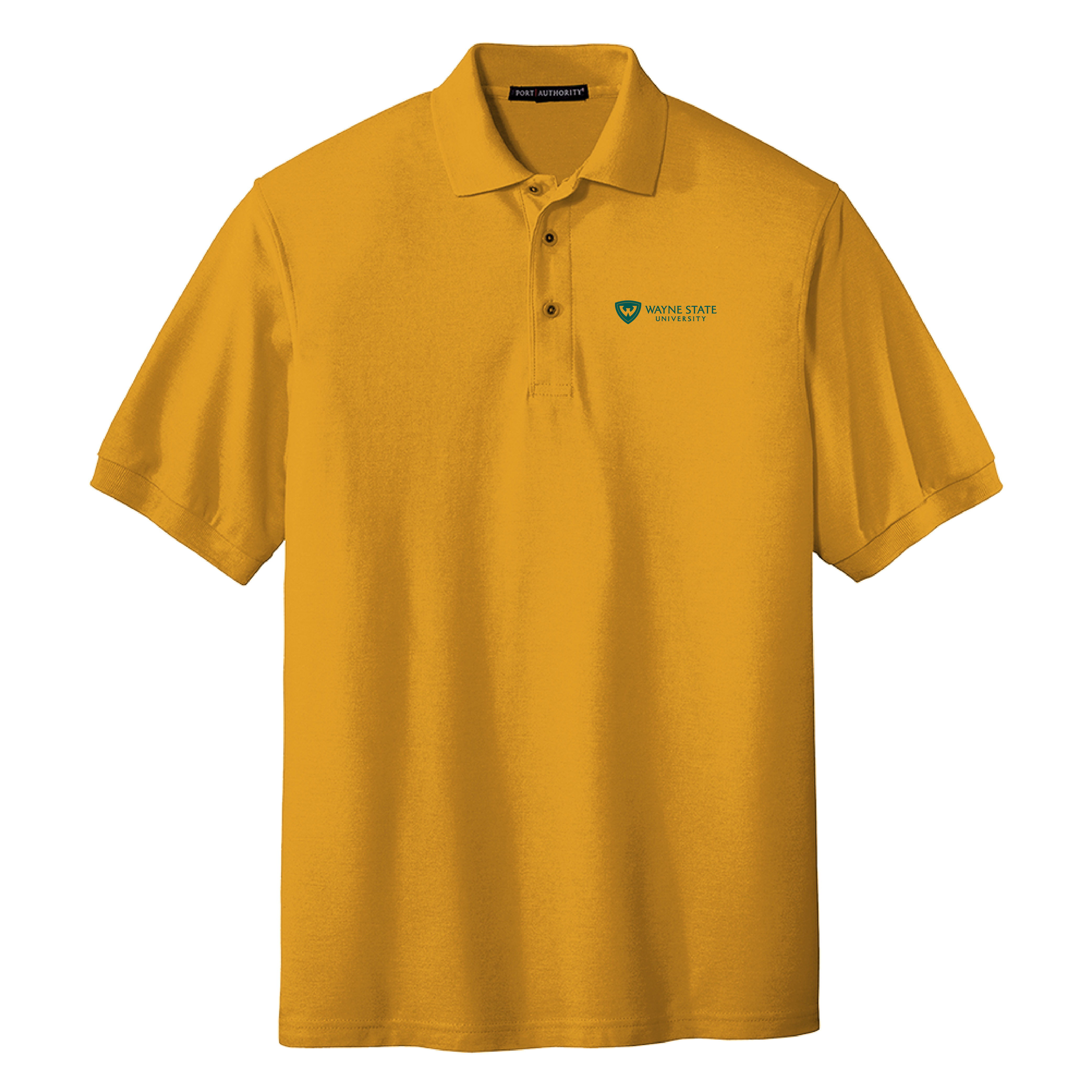 Wayne State Horizontal Gold Silk Touch Polo