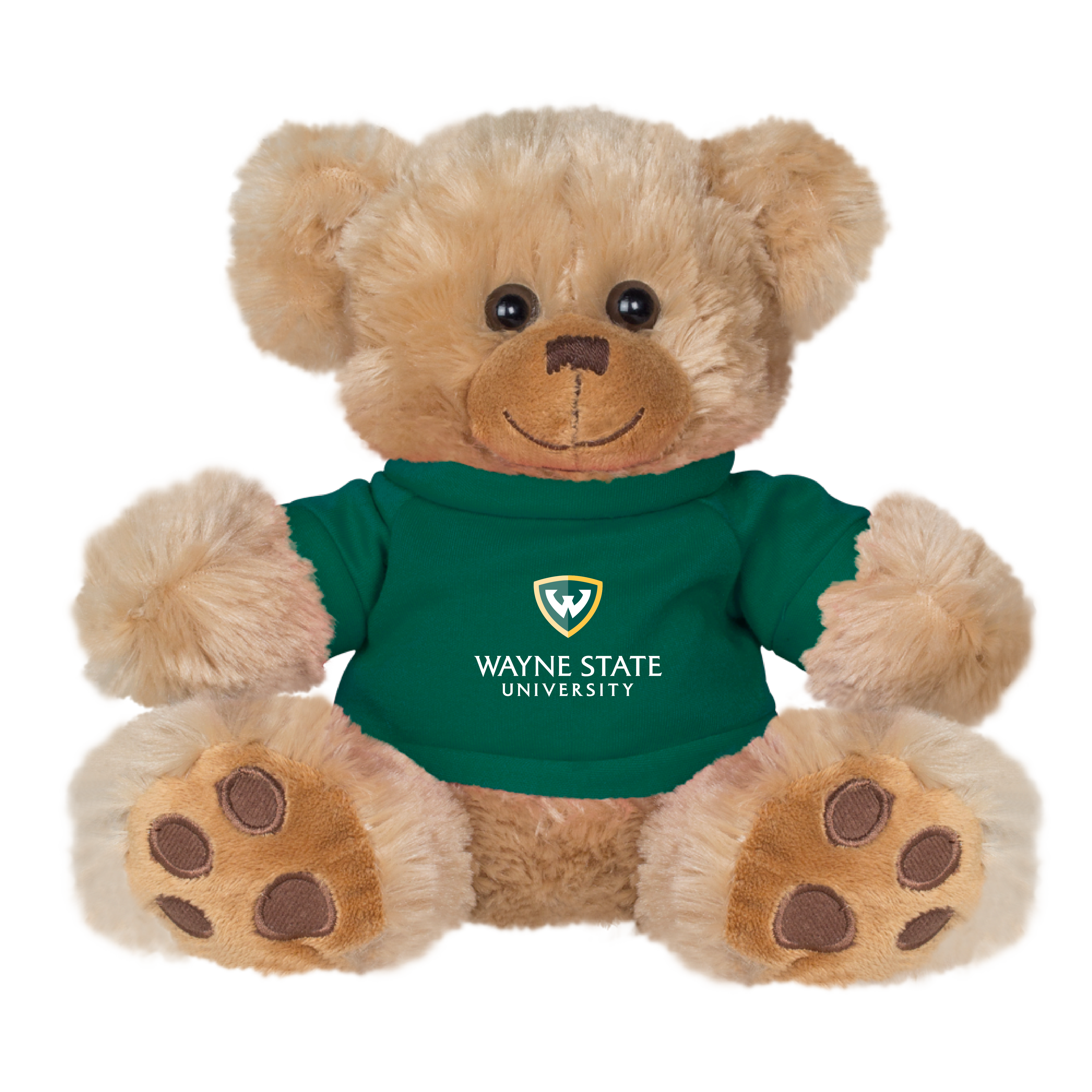 Wayne State Stacked Plush Big Paw 8 1/2 inch Brown Bear w/Dark Green Shirt