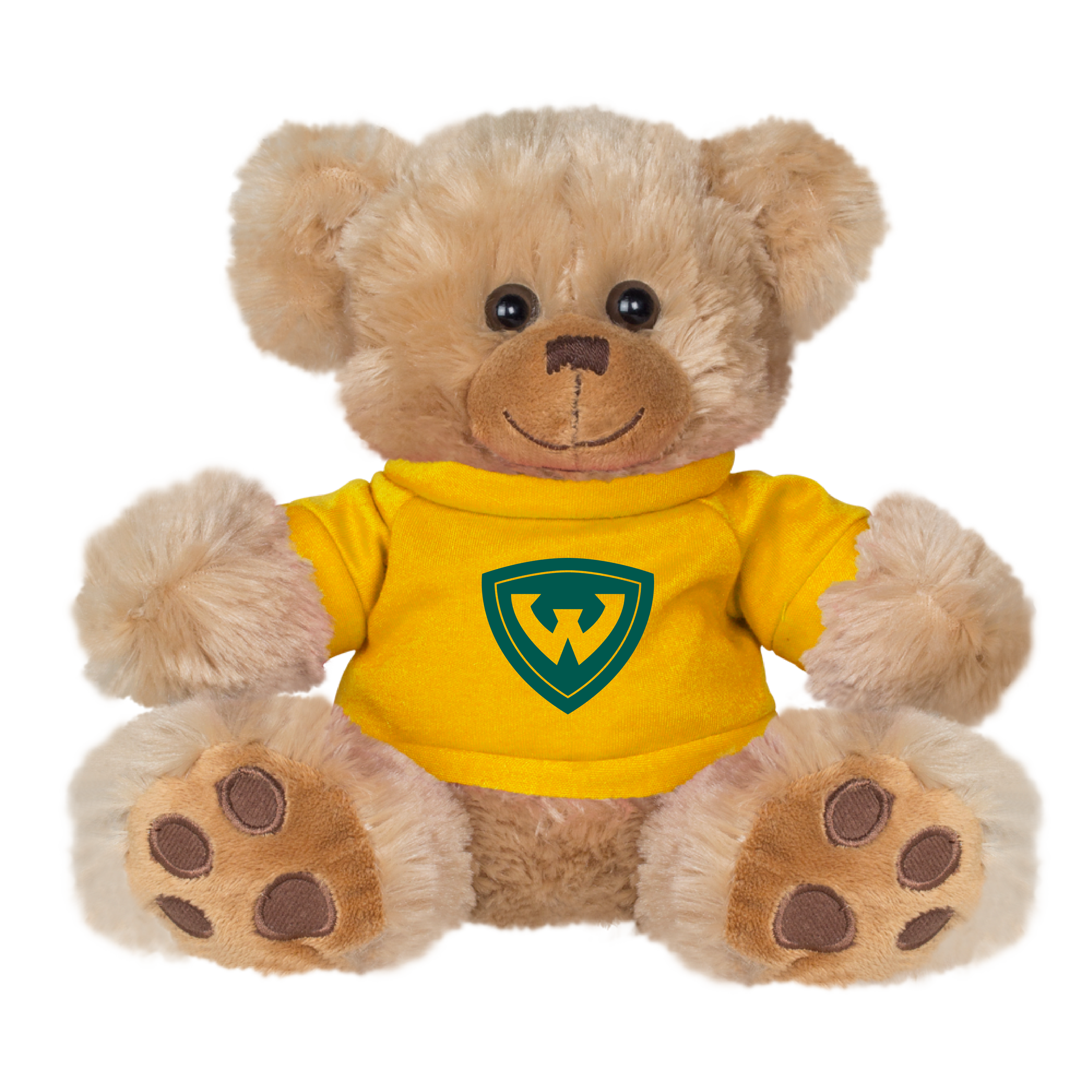 Wayne State Shield Plush Big Paw 8 1/2 inch Brown Bear w/Gold Shirt