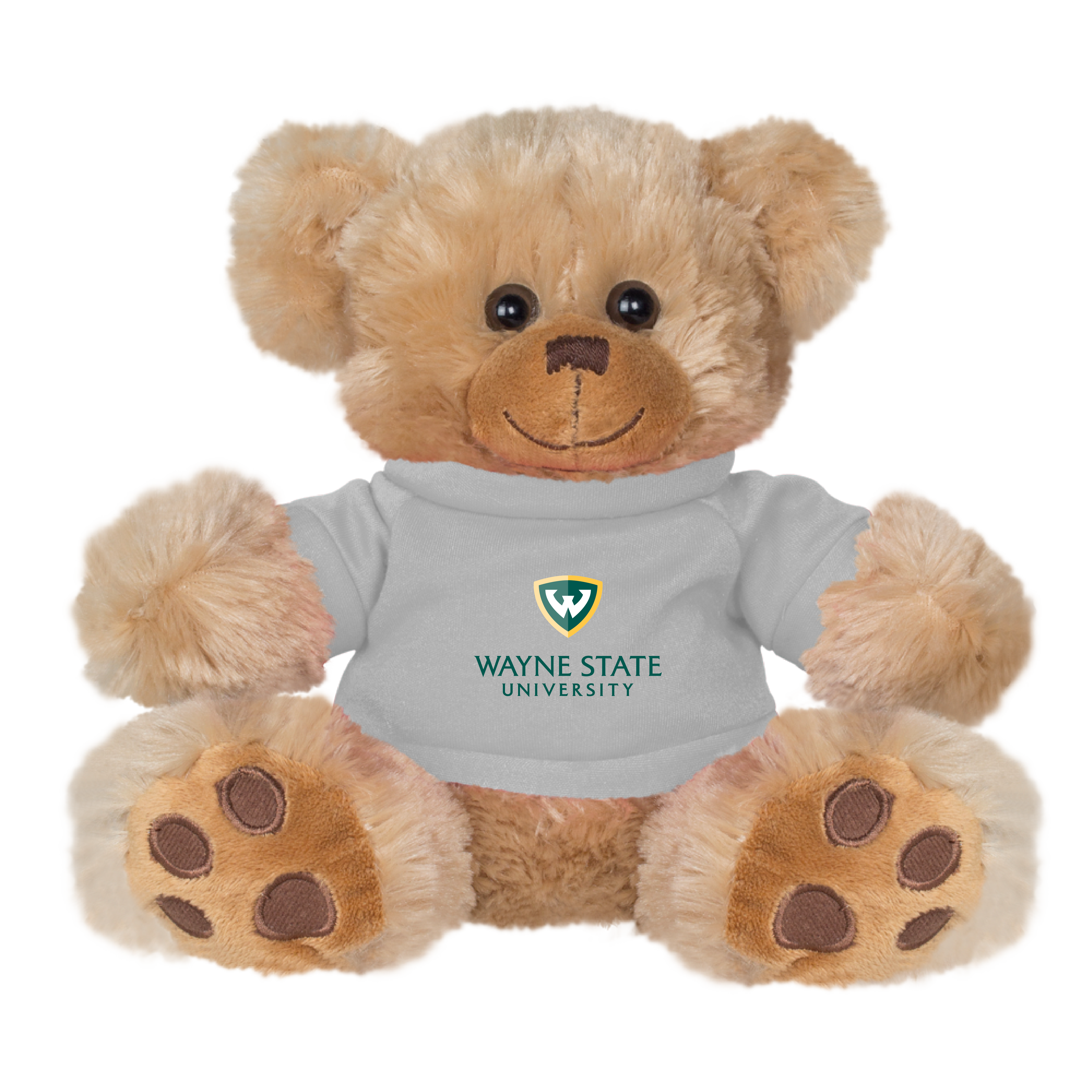Wayne State Stacked Plush Big Paw 8 1/2 inch Brown Bear w/Grey Shirt