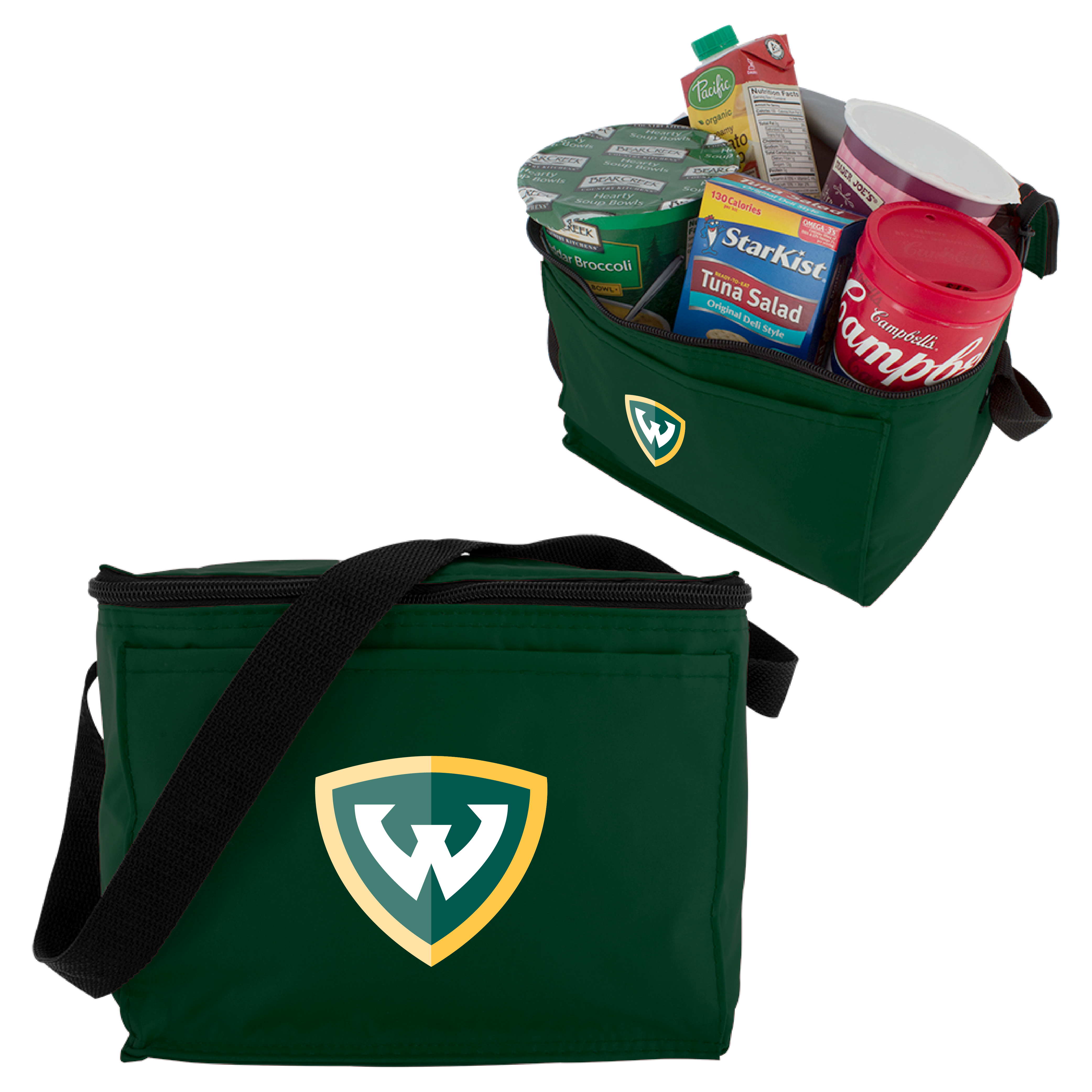 Wayne State Shield Six Pack Dark Green Cooler