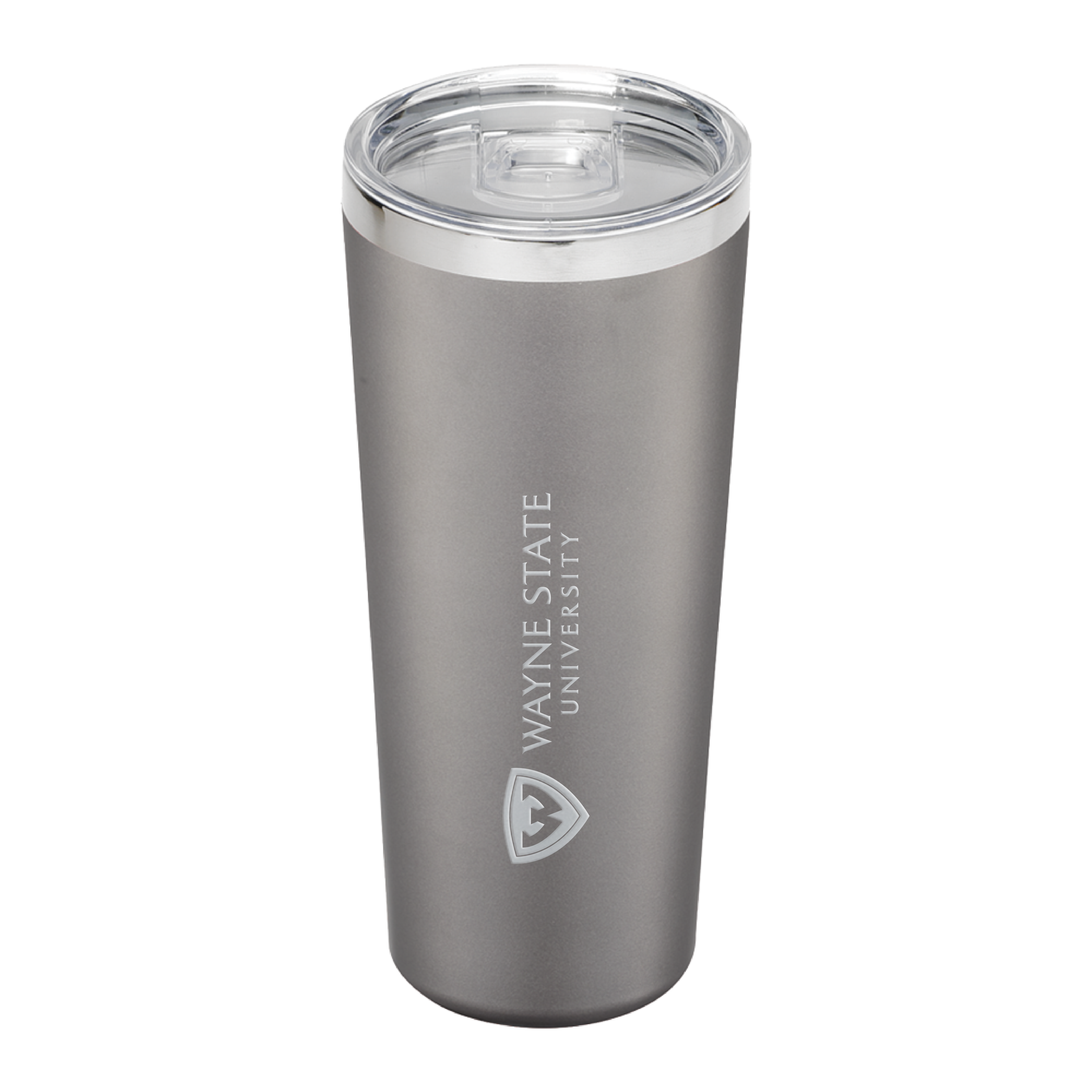 Wayne State Horizontal Engraved Thor Vacuum Insulated Grey Tumbler 22oz